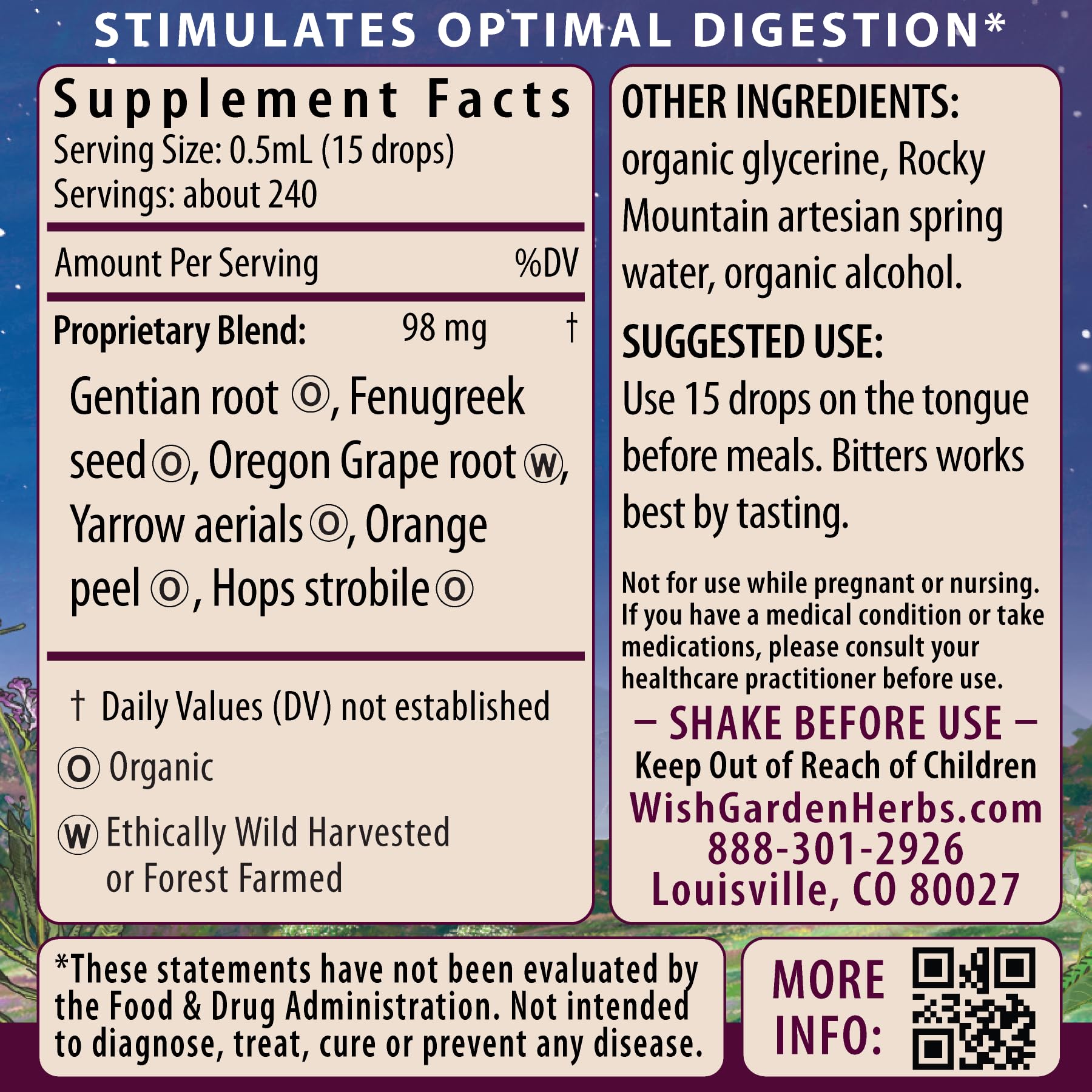 WishGarden daily Bitters Spray 136g side view