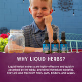 WishGarden Daily daily wellness for Kids liquid supplement on wooden table