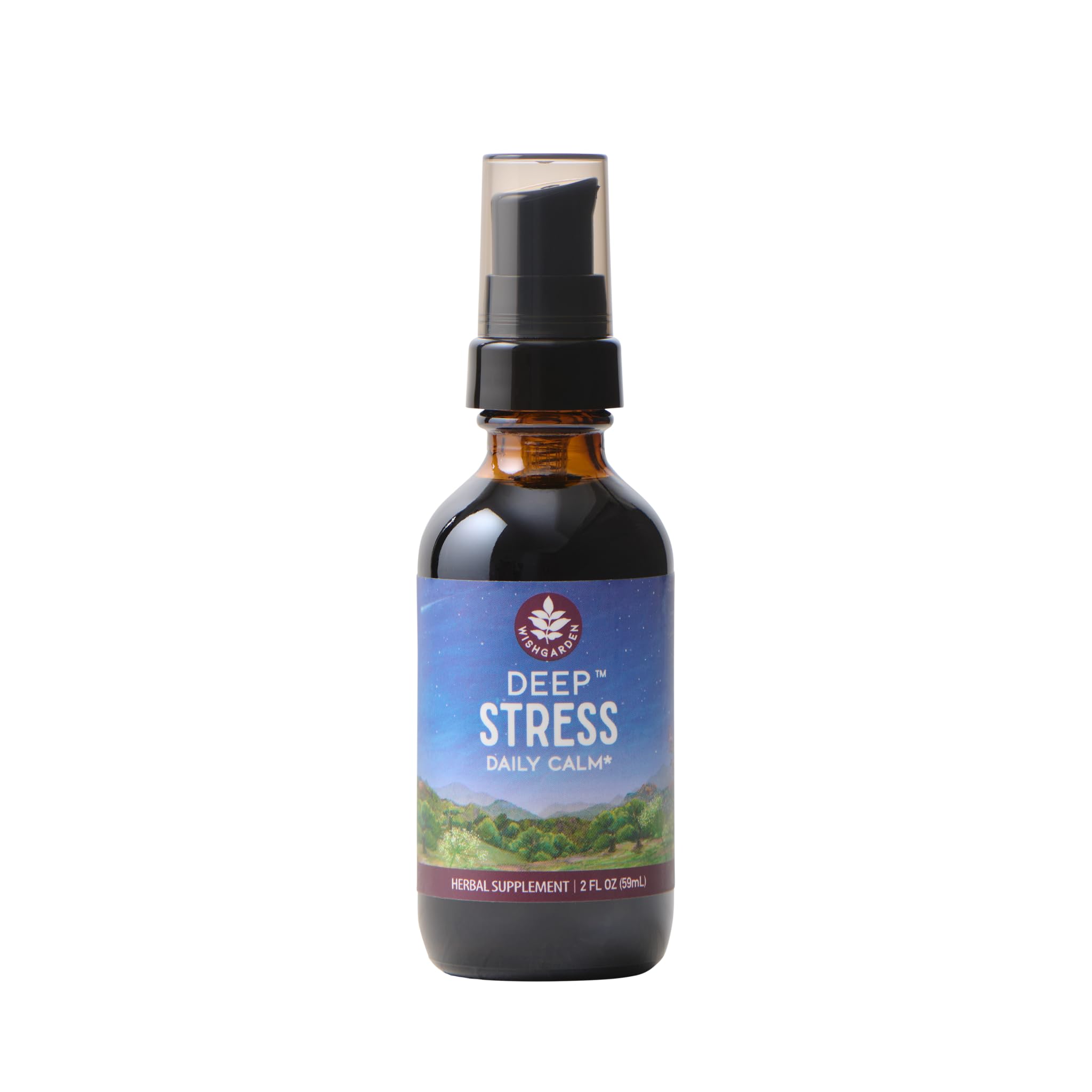 WishGarden Deep Stress Liquid Herbal Supplement bottle front view