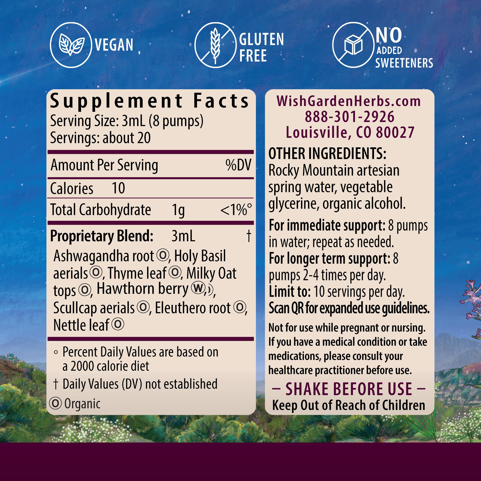 WishGarden Deep Stress Liquid Herbal Supplement ingredients list