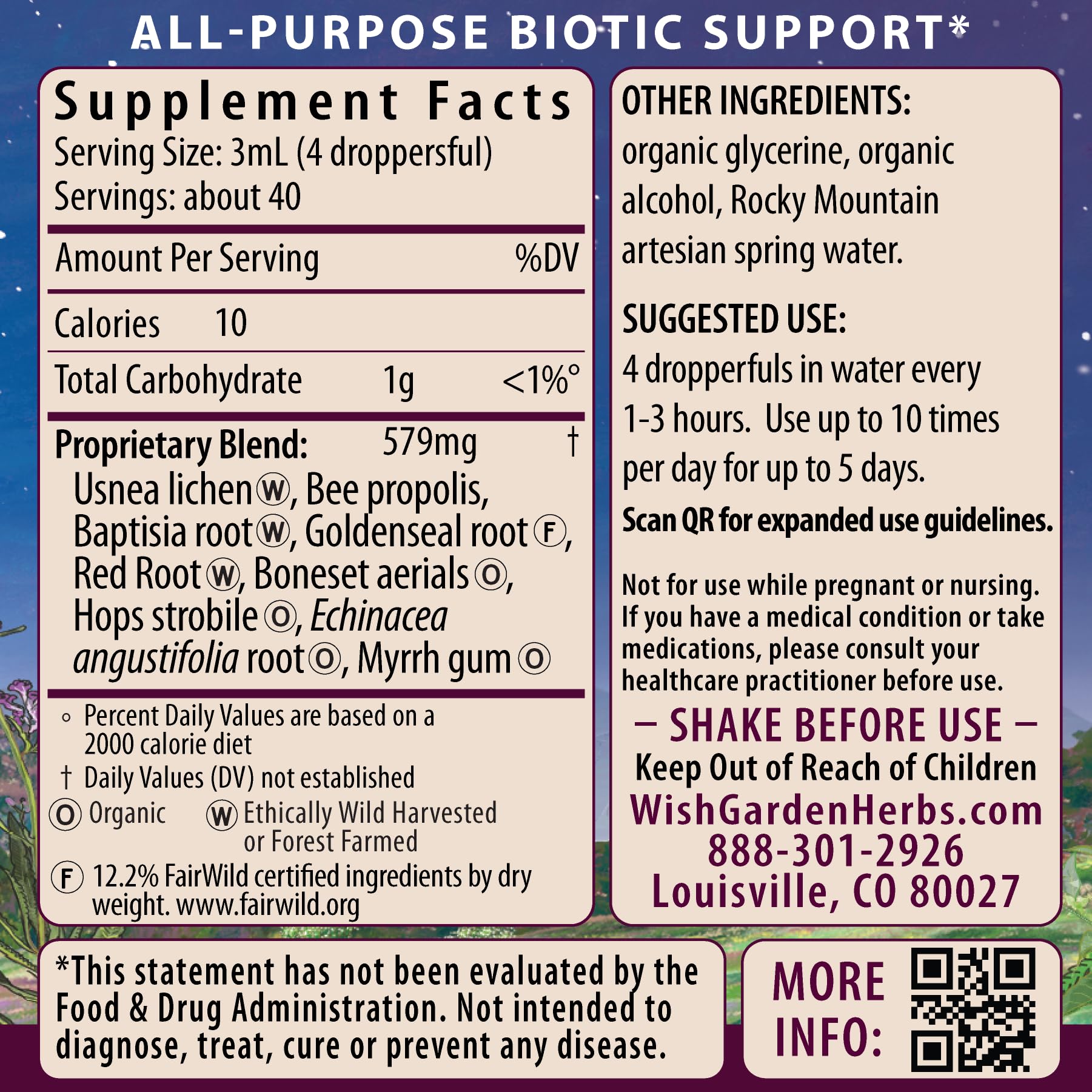 WishGarden Kick-Ass Biotic Echinacea Liquid Tincture side view