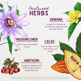 WishGarden Liquid Bliss Passionflower Mood Tincture displayed with a cup of tea