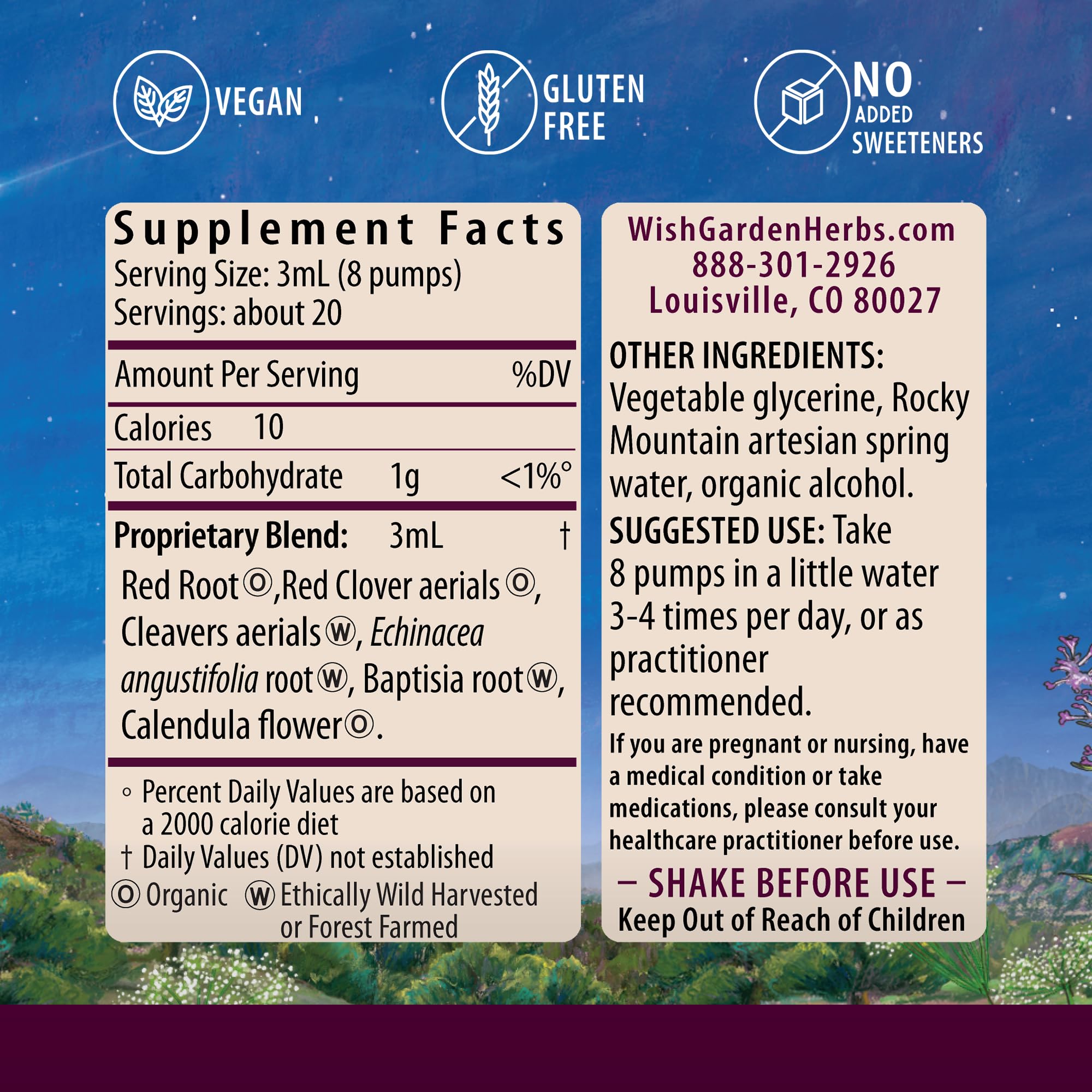 WishGarden Lymph Mover Liquid Herbal Extract 132g bottle with label
