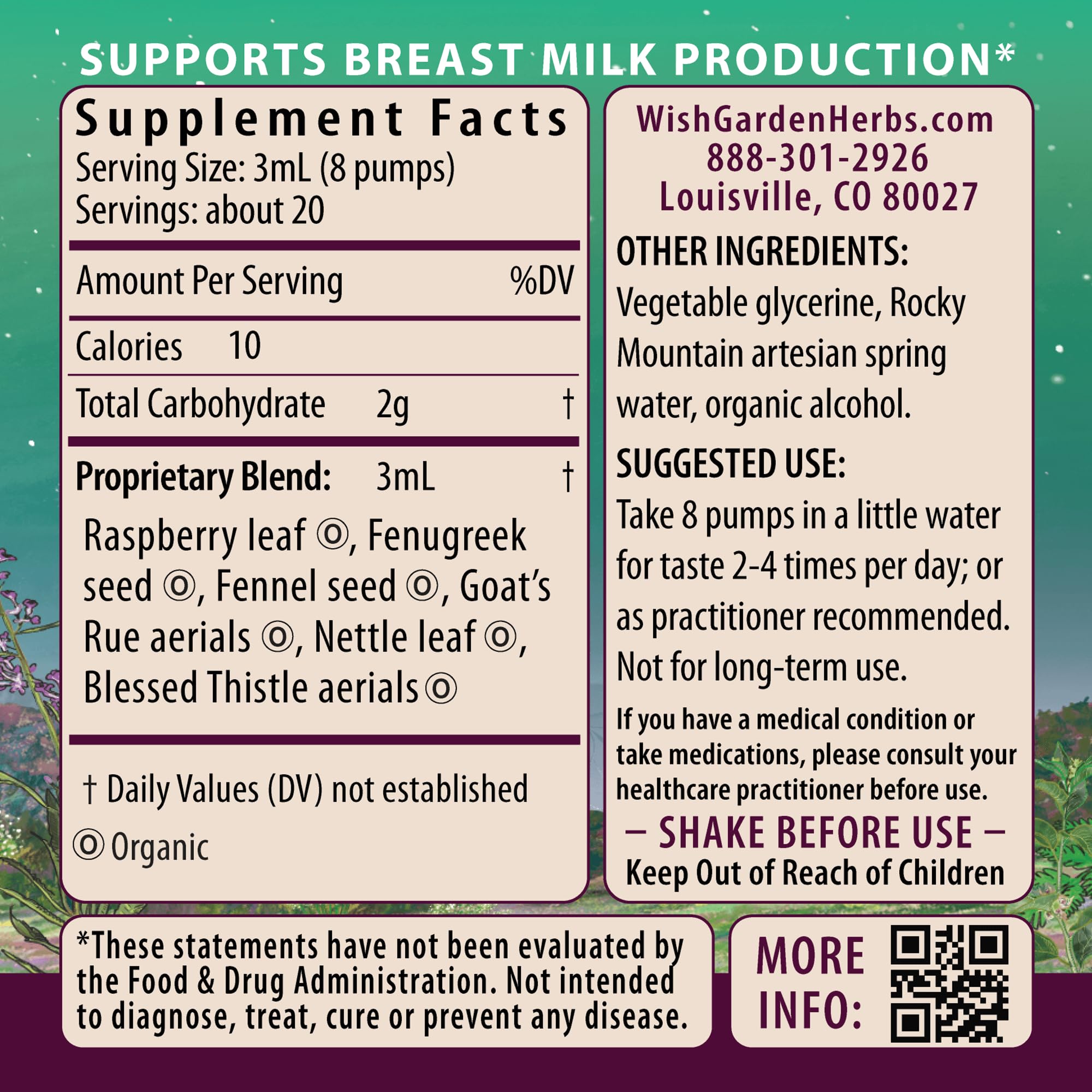 WishGarden Milk Thistle Herbal Supplement ingredients list