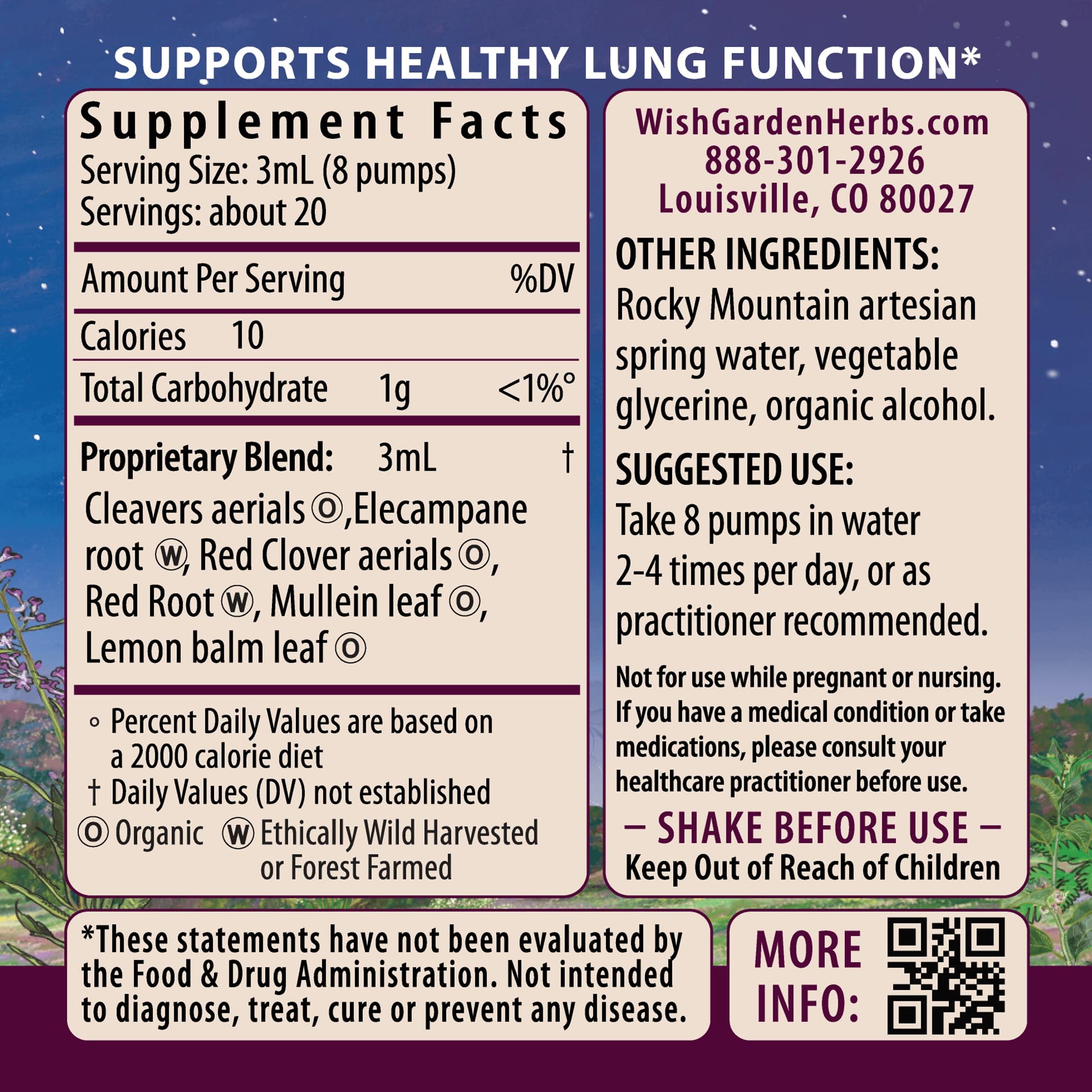 WishGarden Respiratory Strength liquid supplement side view