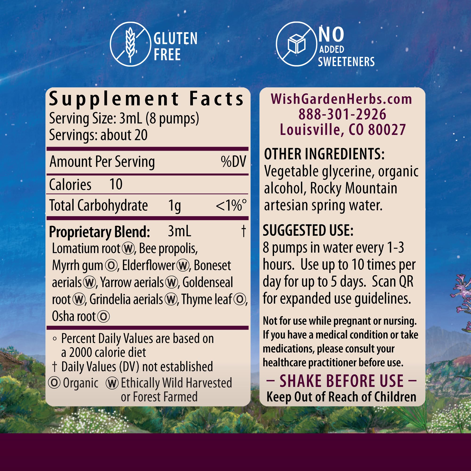 WishGarden Serious V-Fighter Liquid Herbal Supplement bottle side view