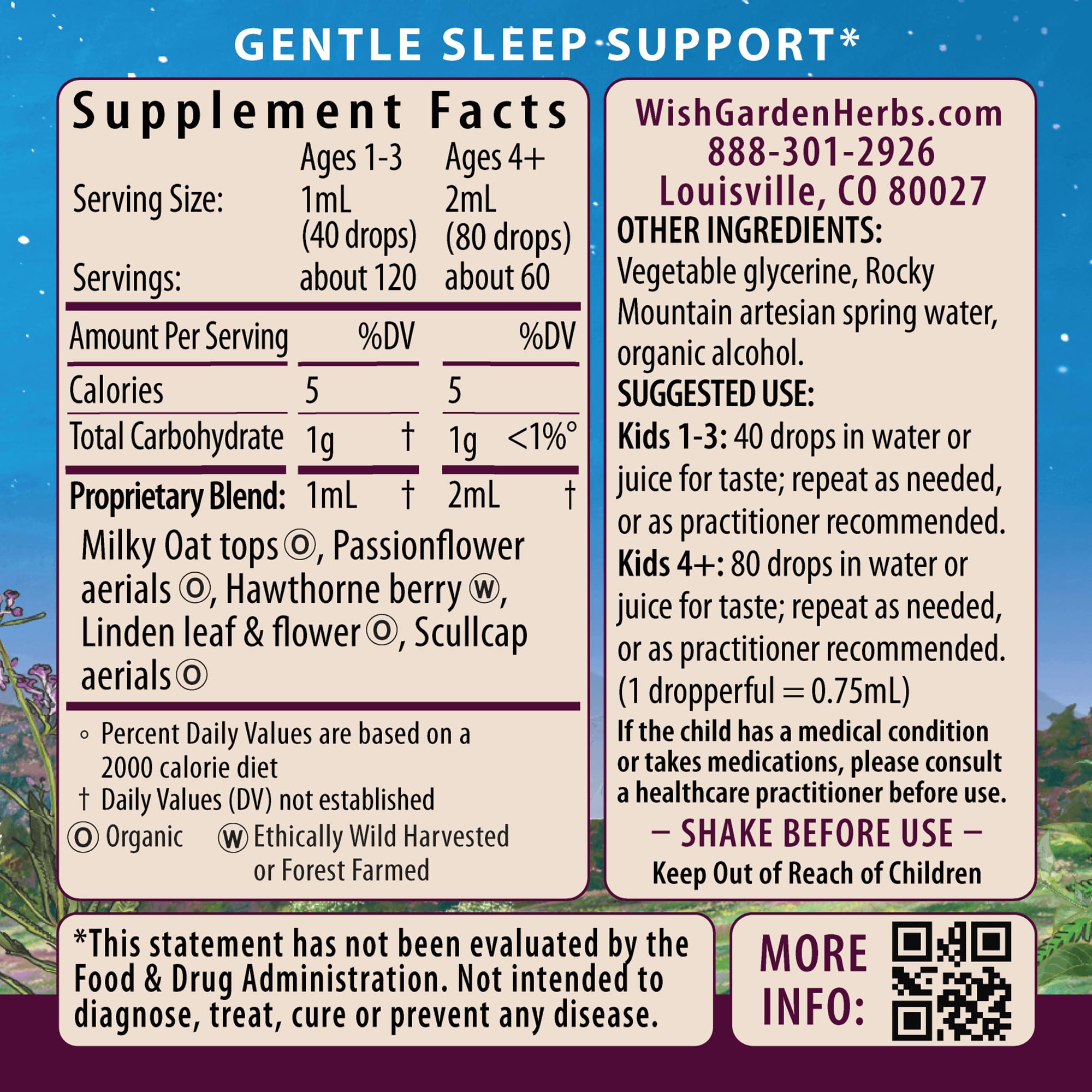 WishGarden Sleepy Nights for Kids Liquid Tincture dropper top
