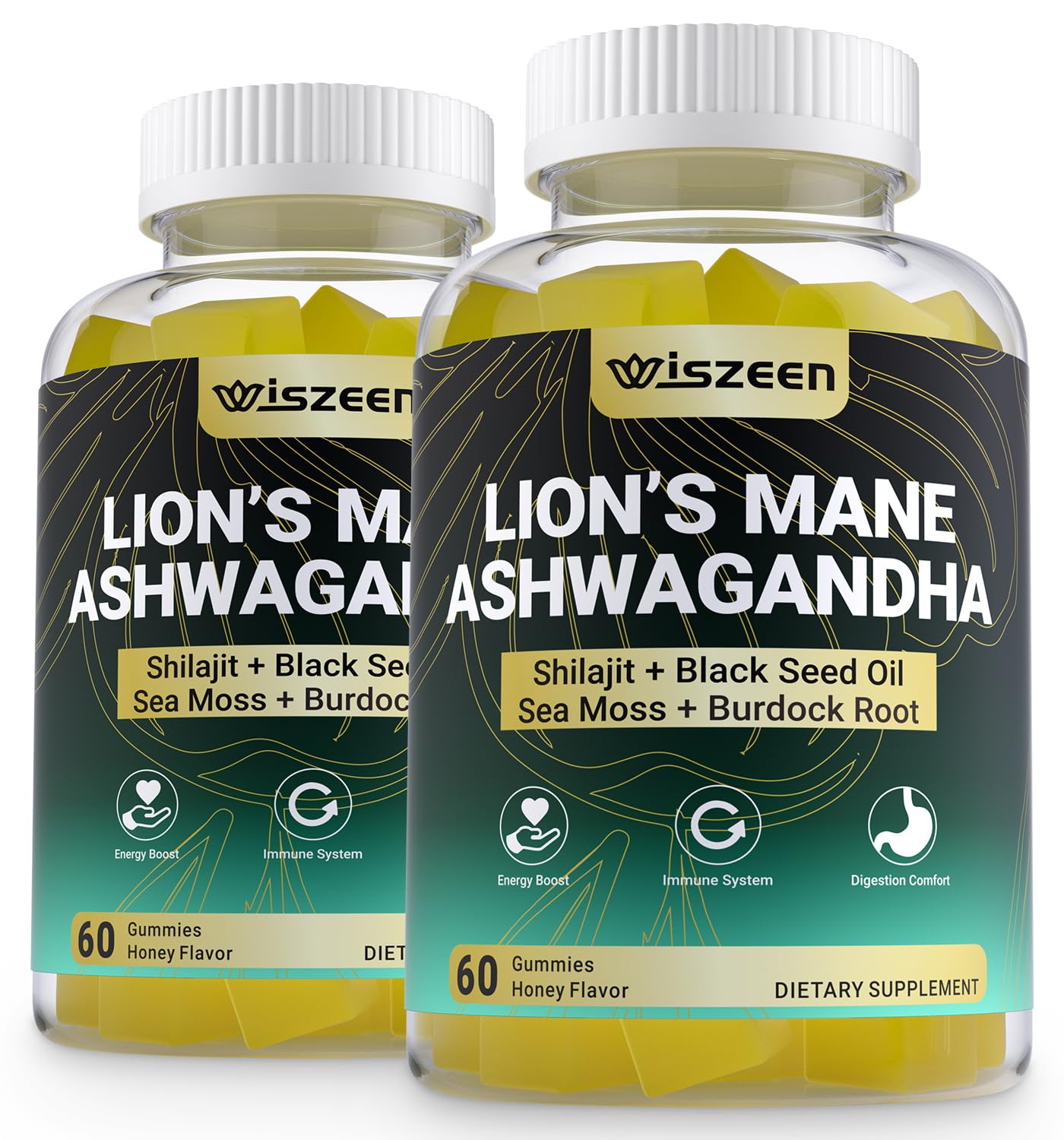 Wiszeen Ashwagandha Gummies 390g front view with packaging