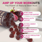 Wiszeen Beet Root Gummies on a wooden table with fresh berries