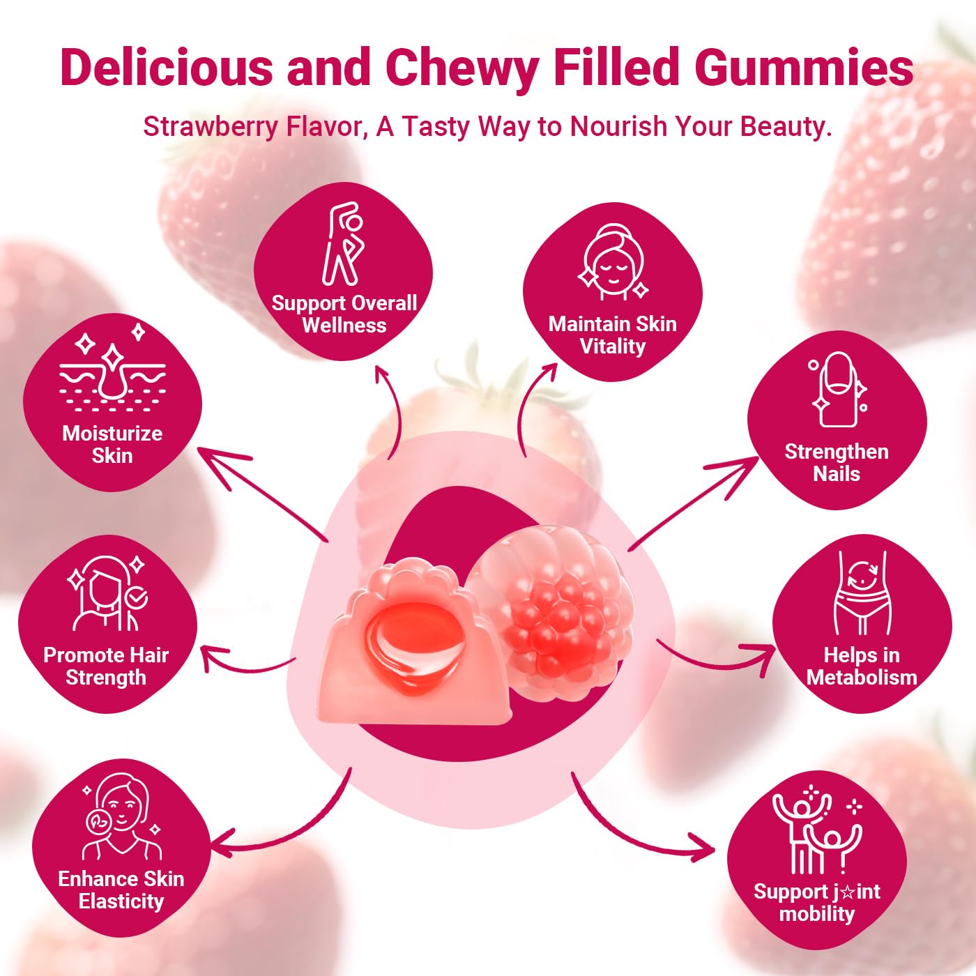 Wiszeen Collagen Gummies for Women opened showing gummy texture