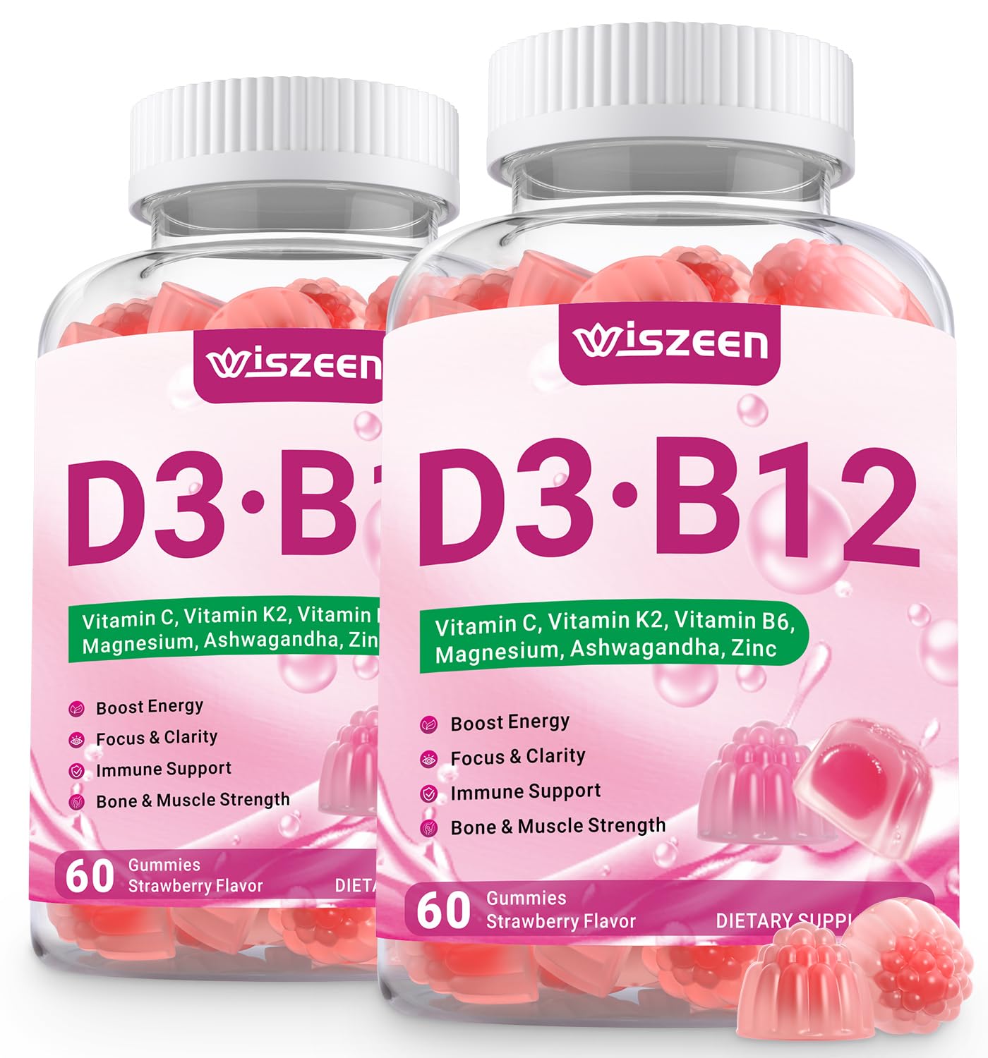 Wiszeen Methyl B12 & Vitamin D Gummies front view