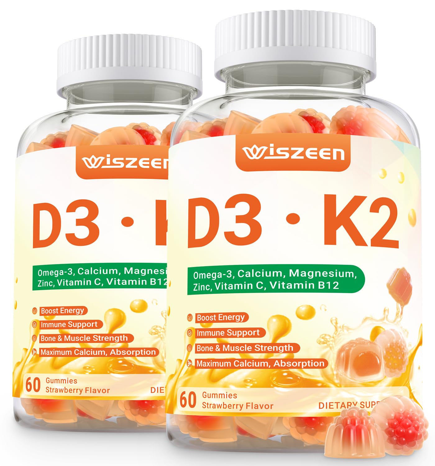 Wiszeen Vitamin D3 K2 Gummies bottle front view