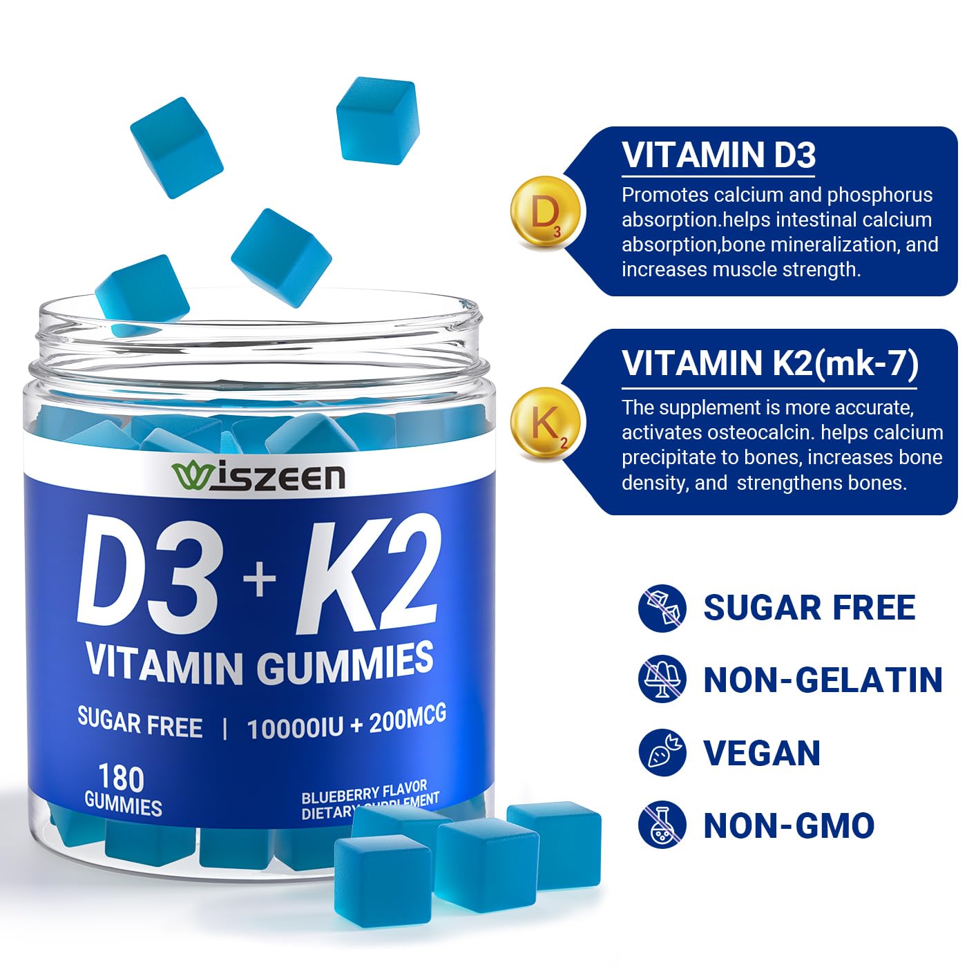Wiszeen Vitamin D3 K2 Gummies in hand for size comparison