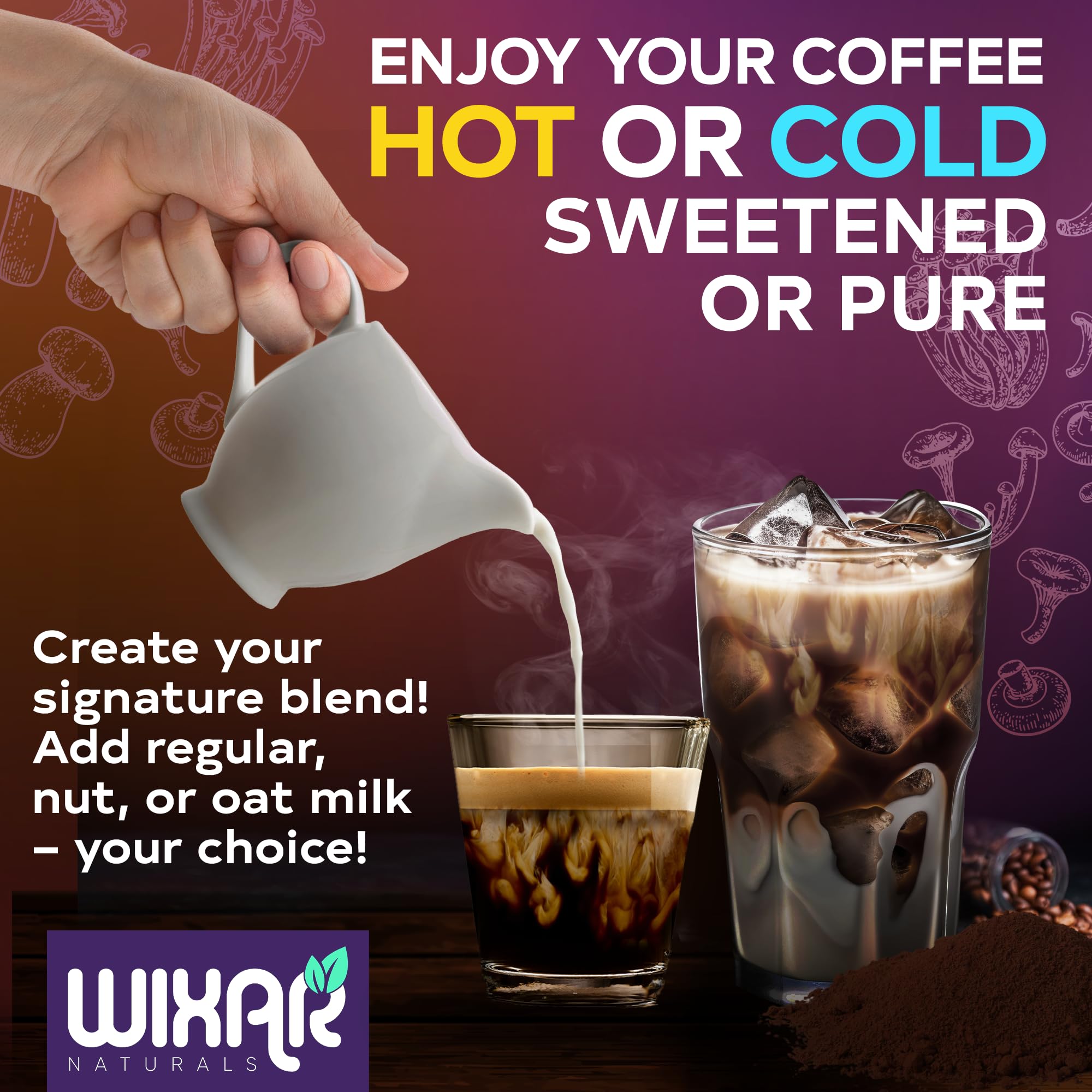 WIXAR NATURALS 10-Mushroom Superfood Coffee Blend back packaging