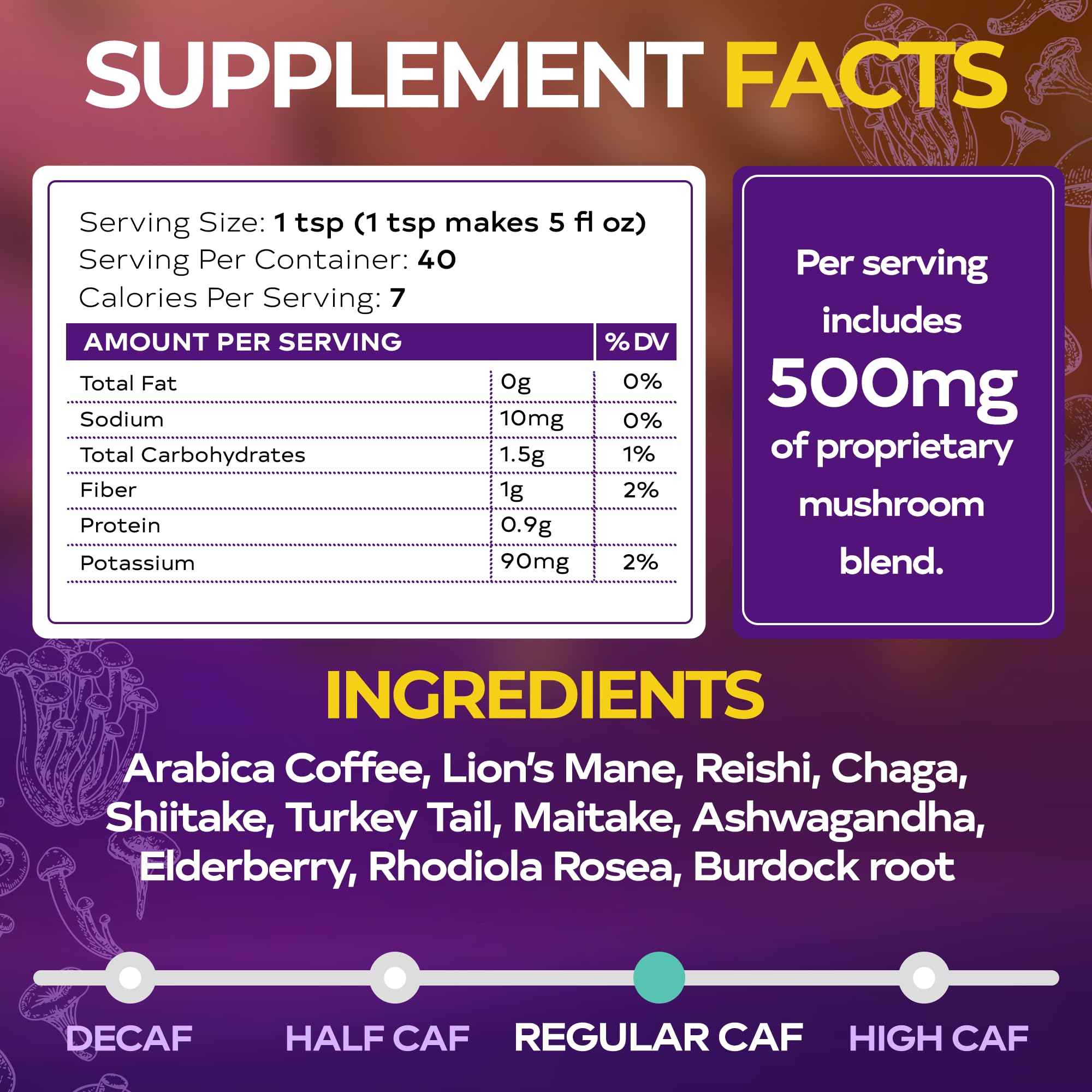 WIXAR NATURALS 10-Mushroom Superfood Coffee Blend in a cup