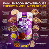 WIXAR NATURALS 10-Mushroom Superfood Coffee Blend scoop with powder