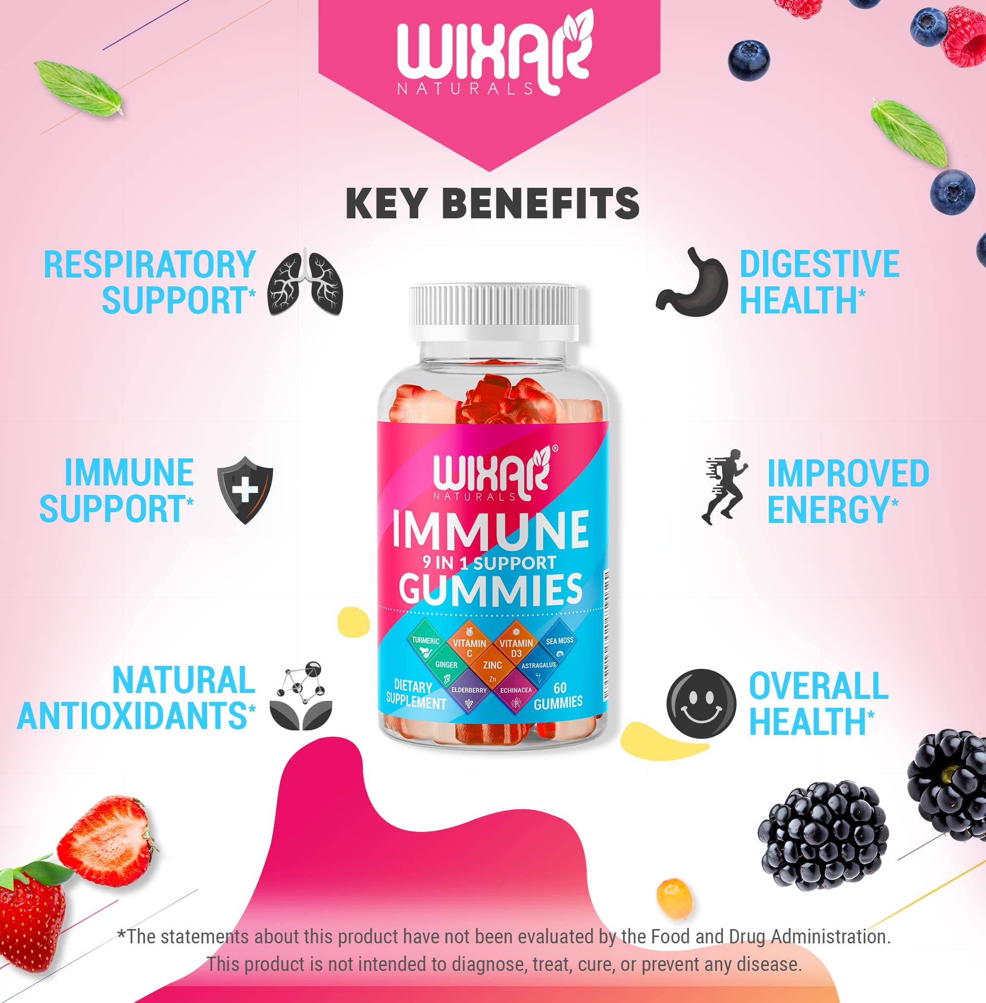 WIXAR NATURALS daily wellness Support Gummies ingredients list