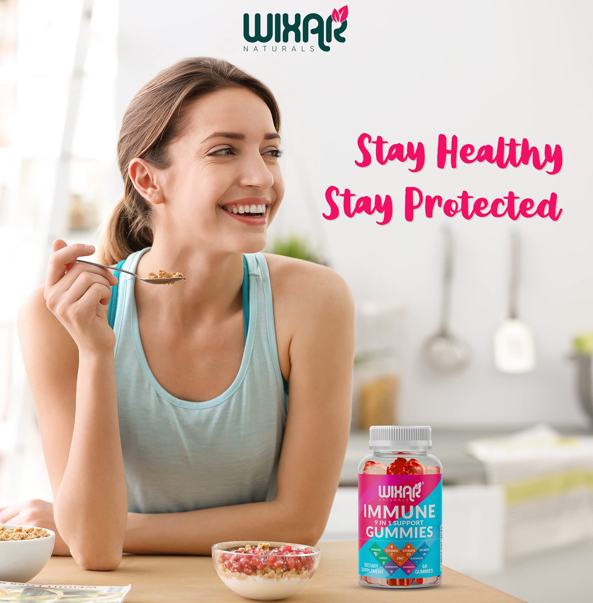 WIXAR NATURALS daily wellness Support Gummies packaging and serving size
