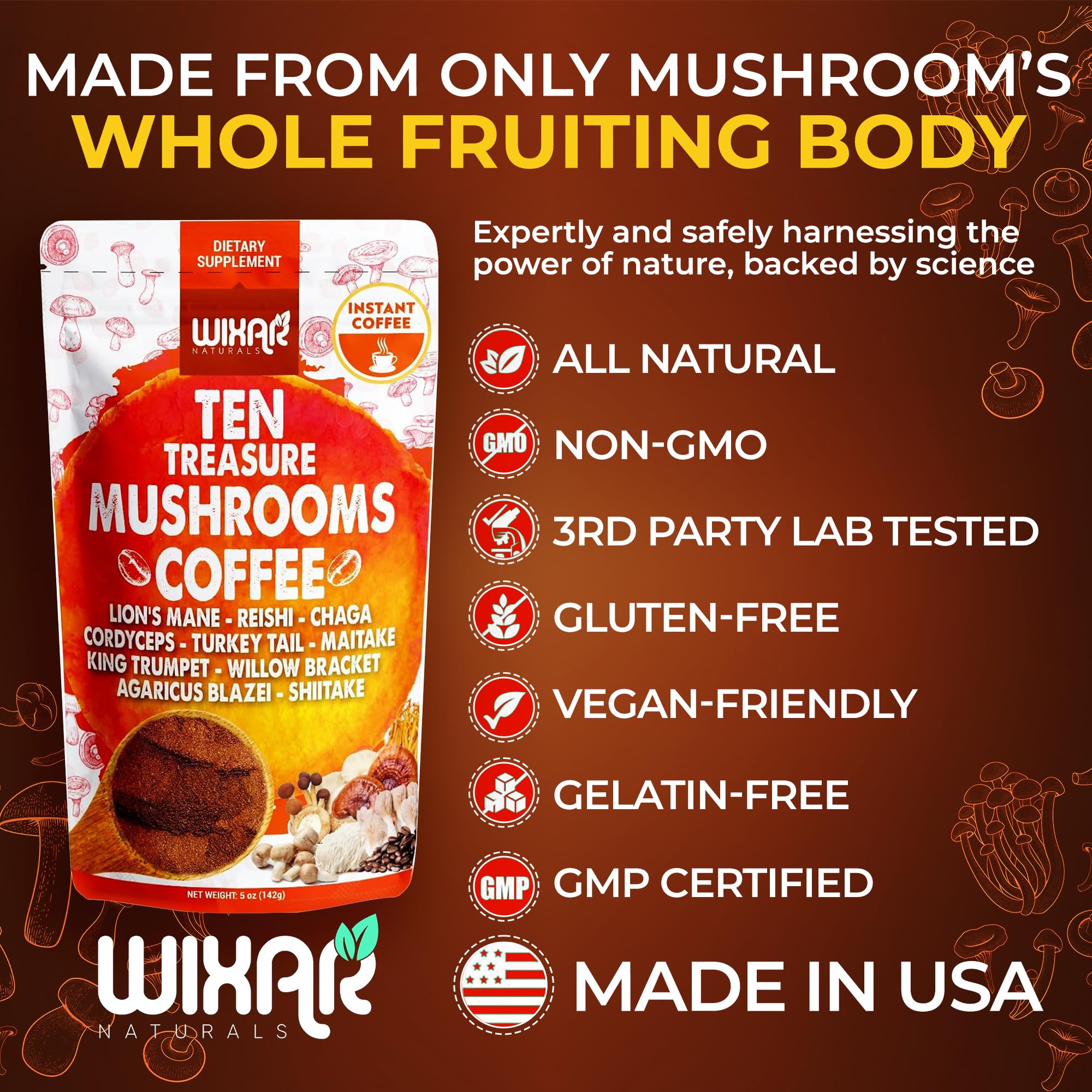 WIXAR NATURALS Mushroom Coffee Blend lifestyle scene