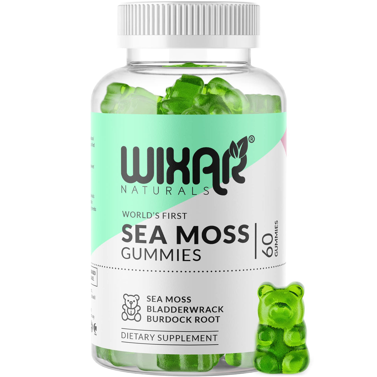 WIXAR NATURALS Sea Moss Gummies front view with packaging