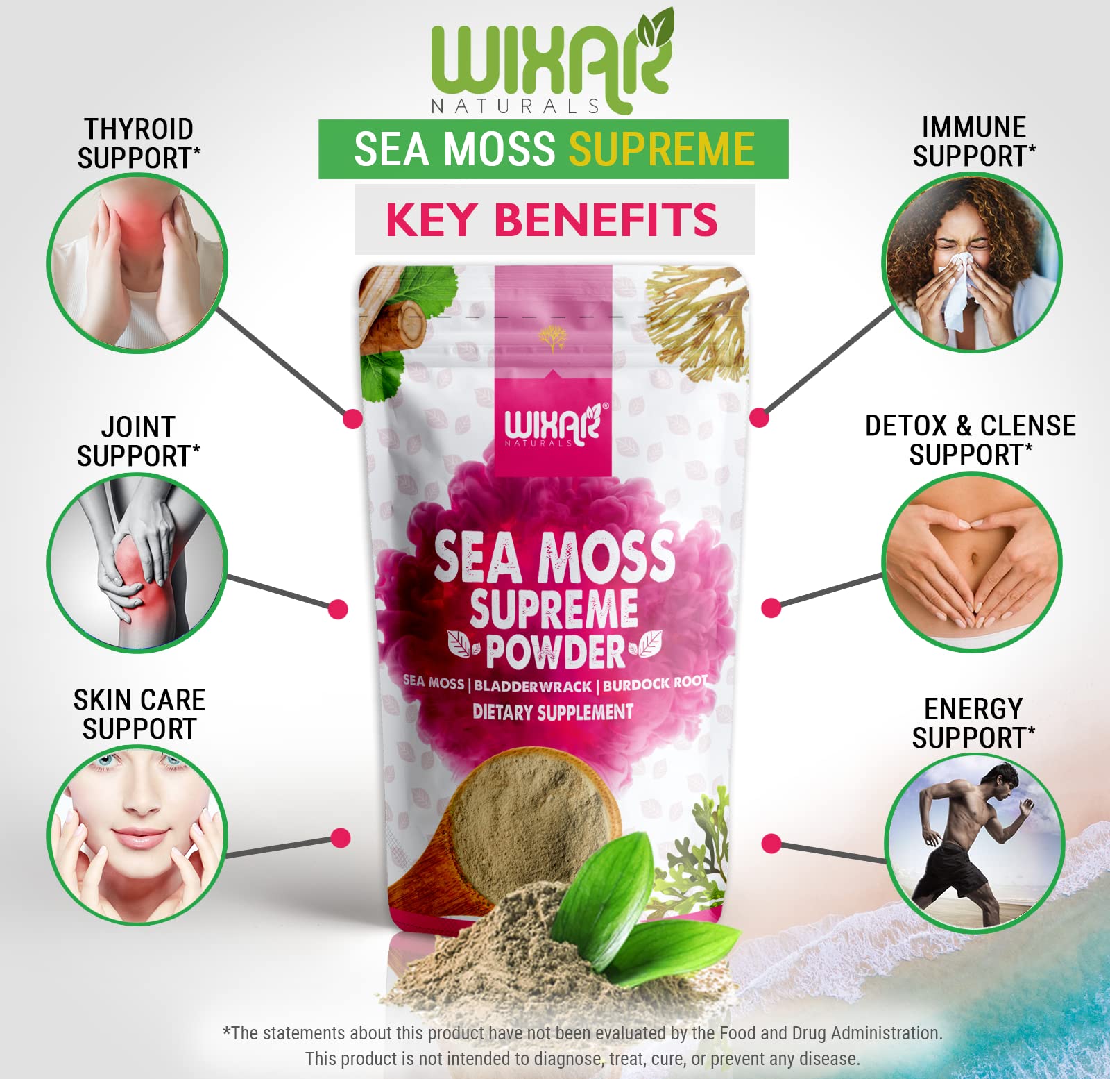 WIXAR NATURALS Sea Moss Powder mixed in a smoothie
