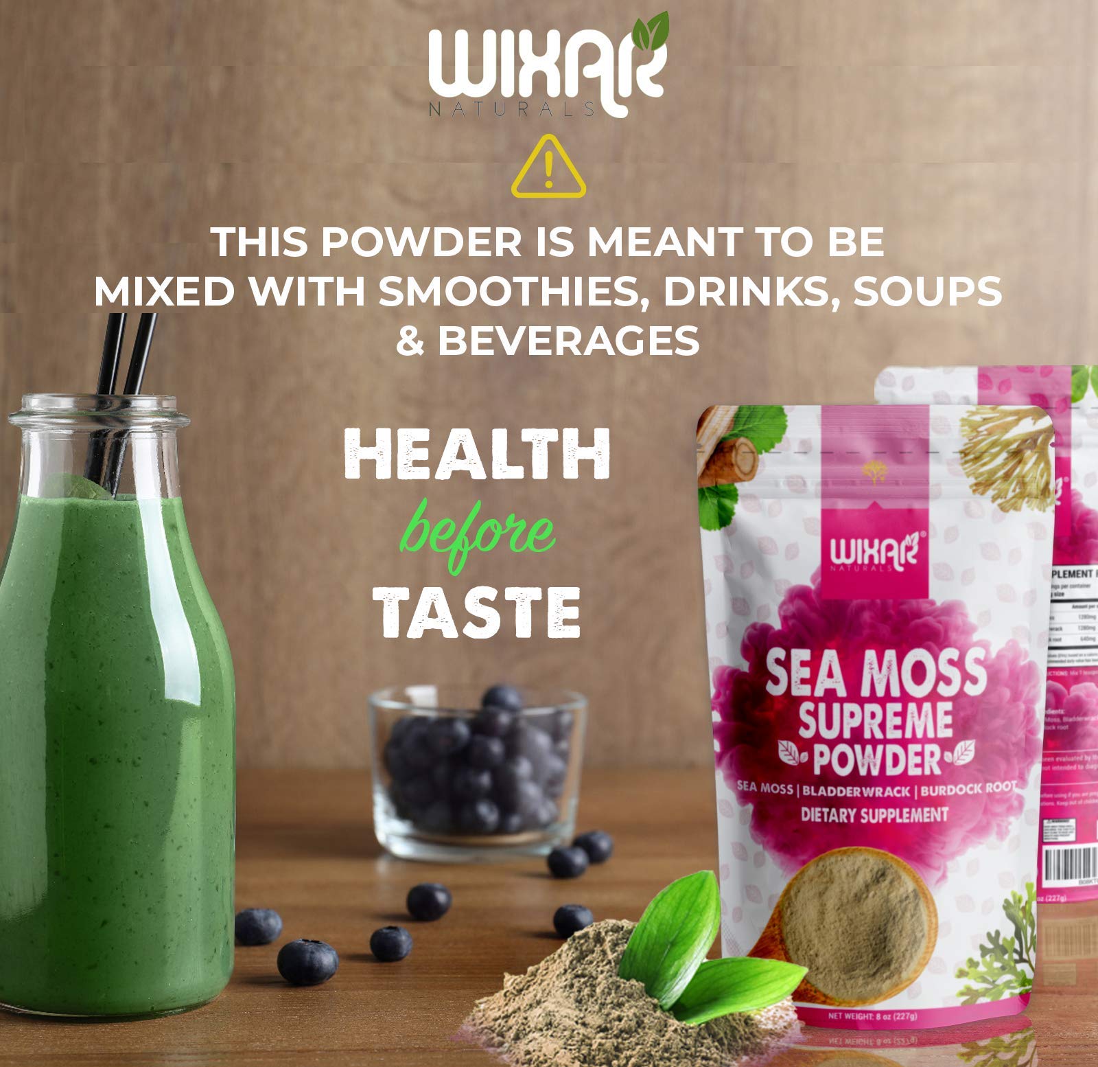 WIXAR NATURALS Sea Moss Powder packaging side view