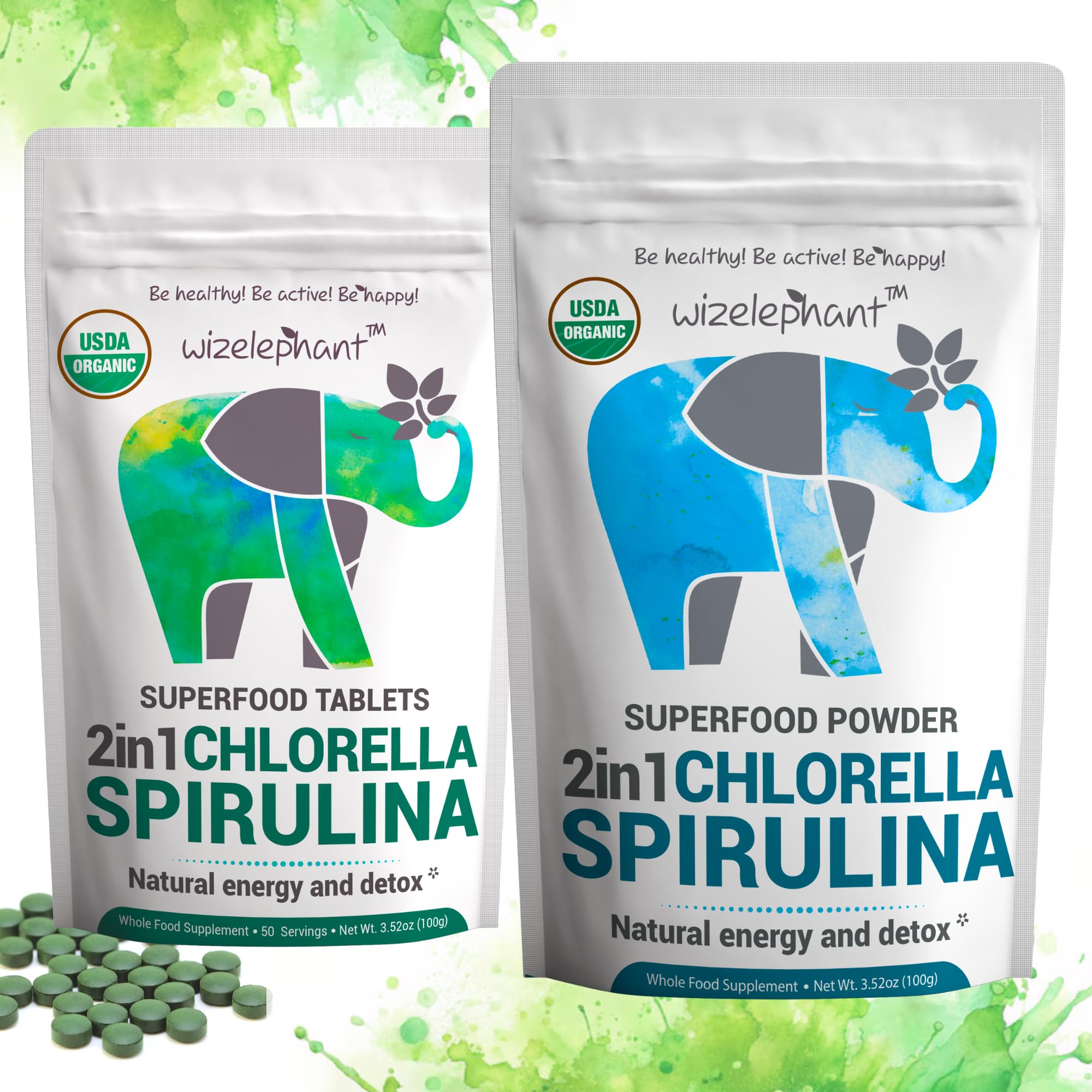 Wizelephant Organic Chlorella Spirulina Powder nutritional information