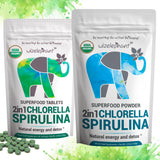 Wizelephant Organic Chlorella Spirulina Tablets with fresh ingredients