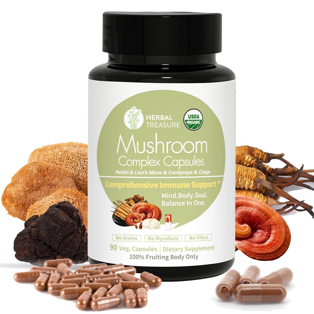 WL Herbal Treasure Lion's Mane Mushroom Capsules front view