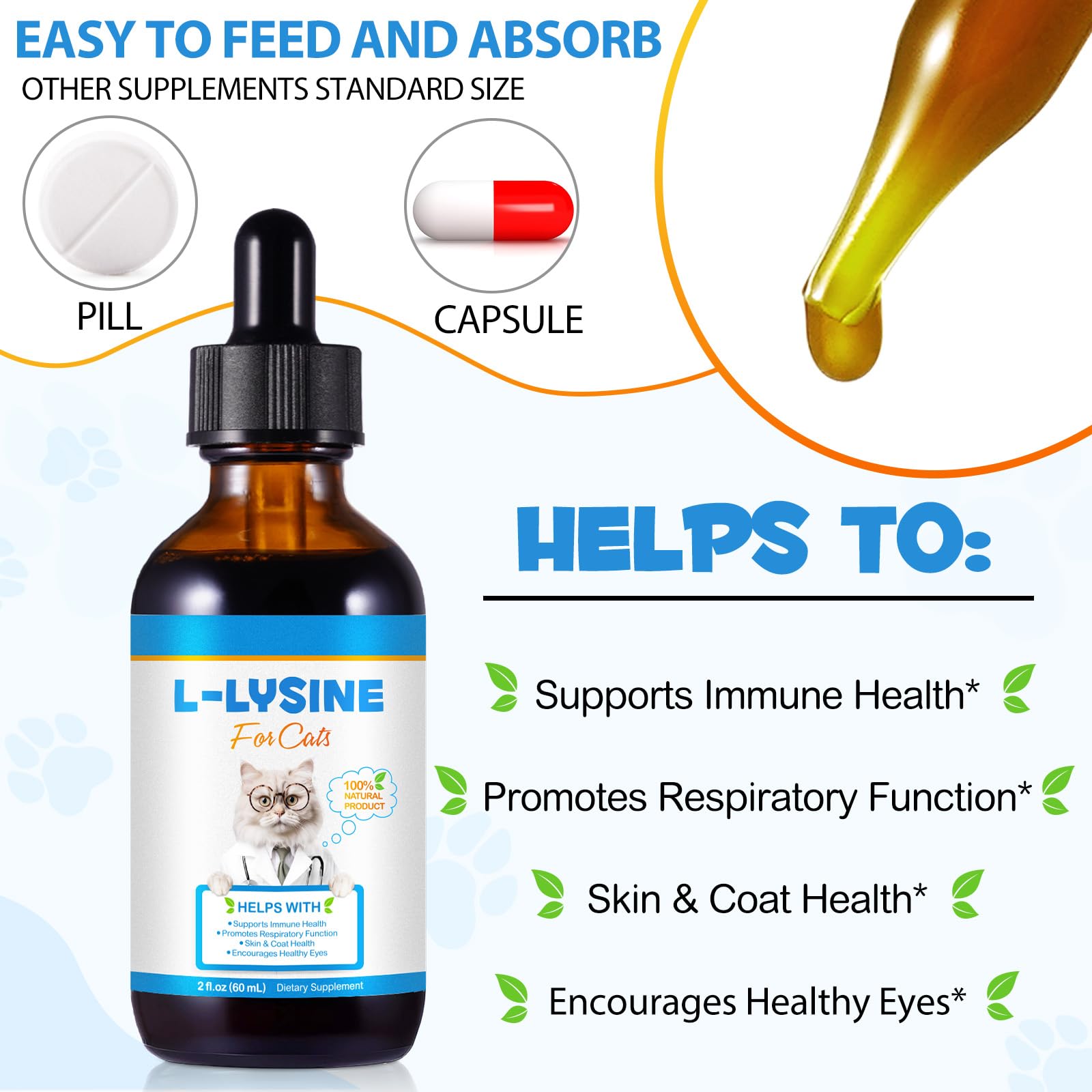 WLCTJIAYOU L-Lysine Drops in a cat's bowl