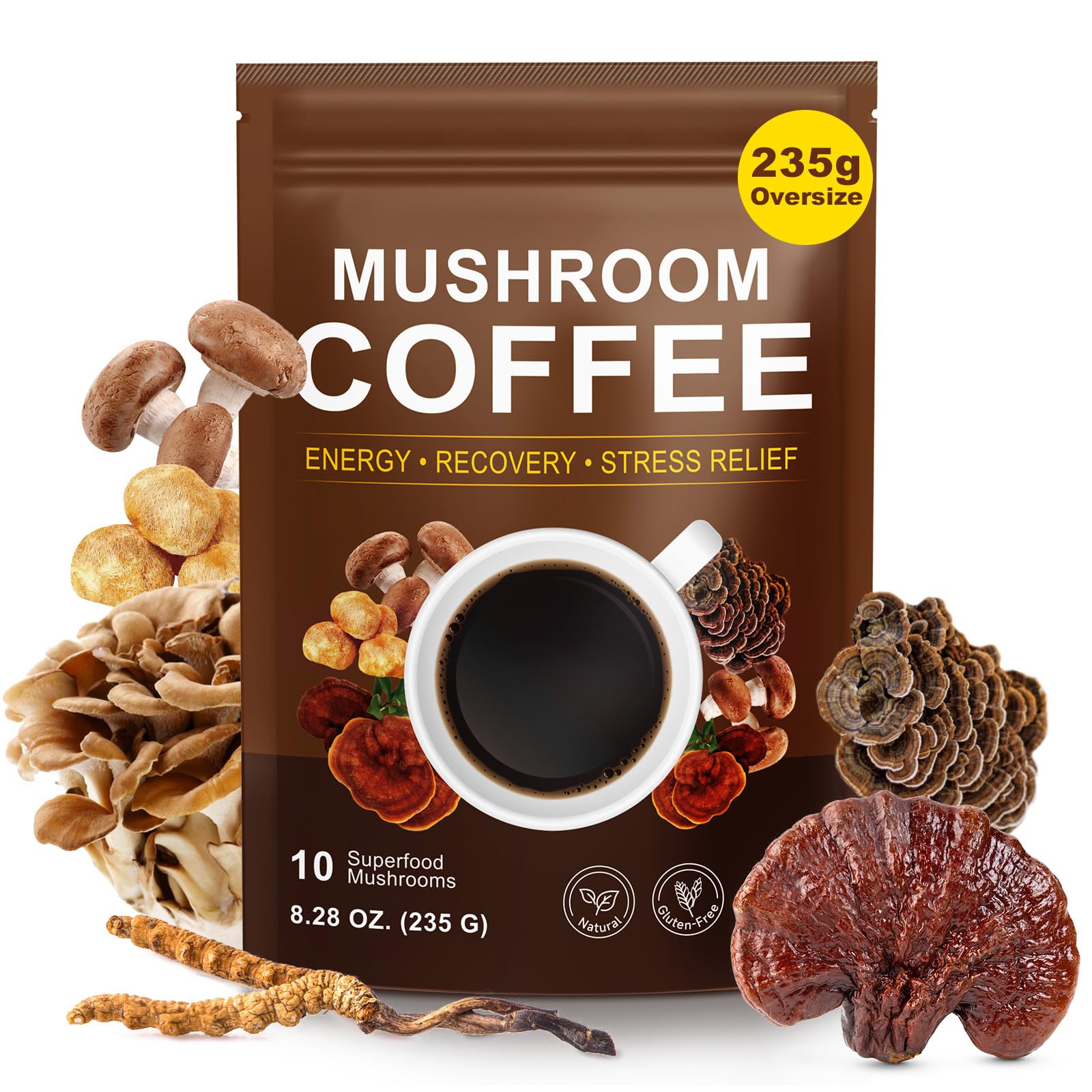 WLCTJIAYOU Mushroom Coffee 10 Superfood Blend front view
