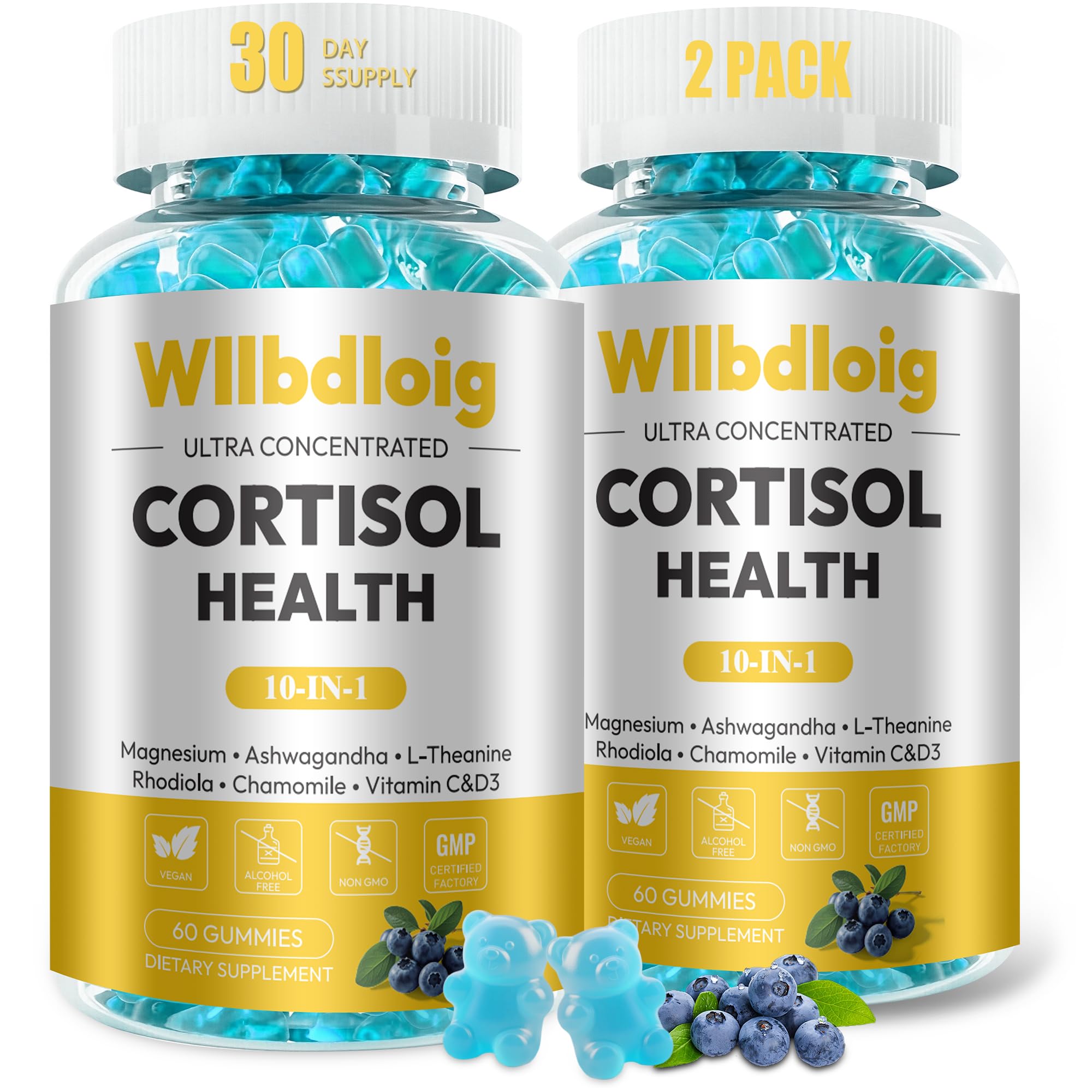 Wllbdloig Cortisol Gummies for Women 60 Count front view