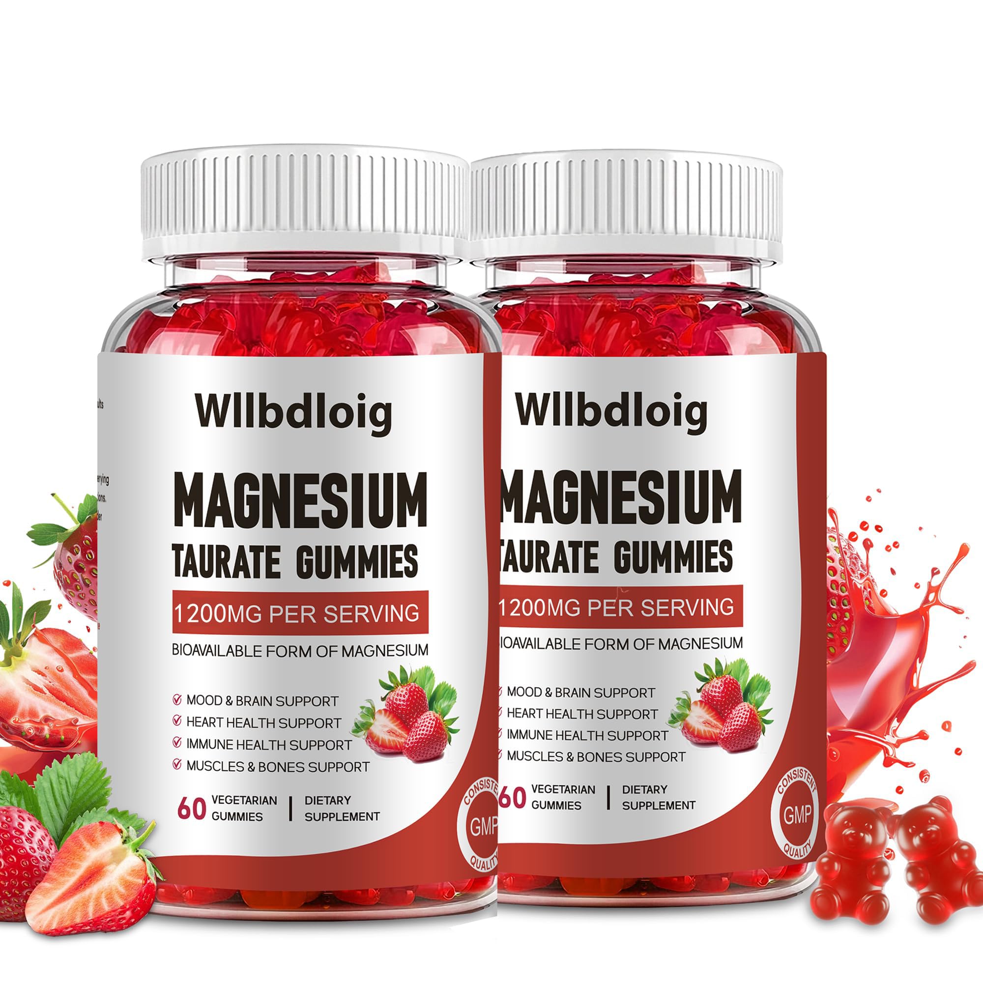 Wllbdloig Magnesium Taurate Gummies front view with packaging