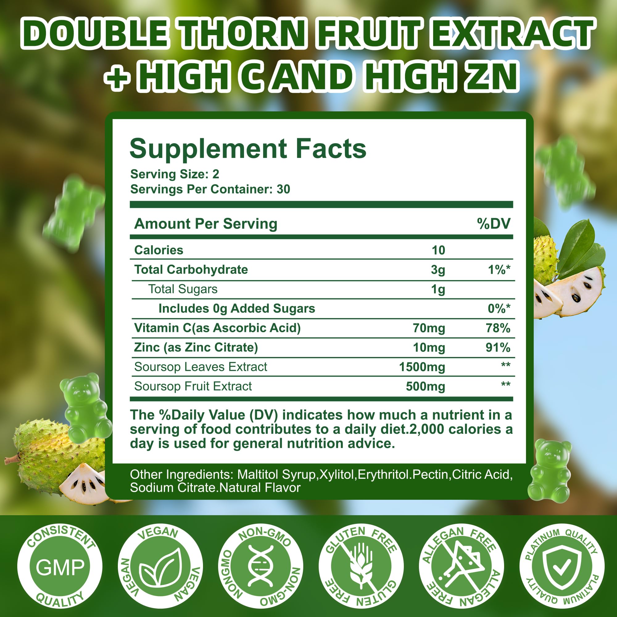 Wllbdloig Soursop Graviola Gummies close-up of individual gummy
