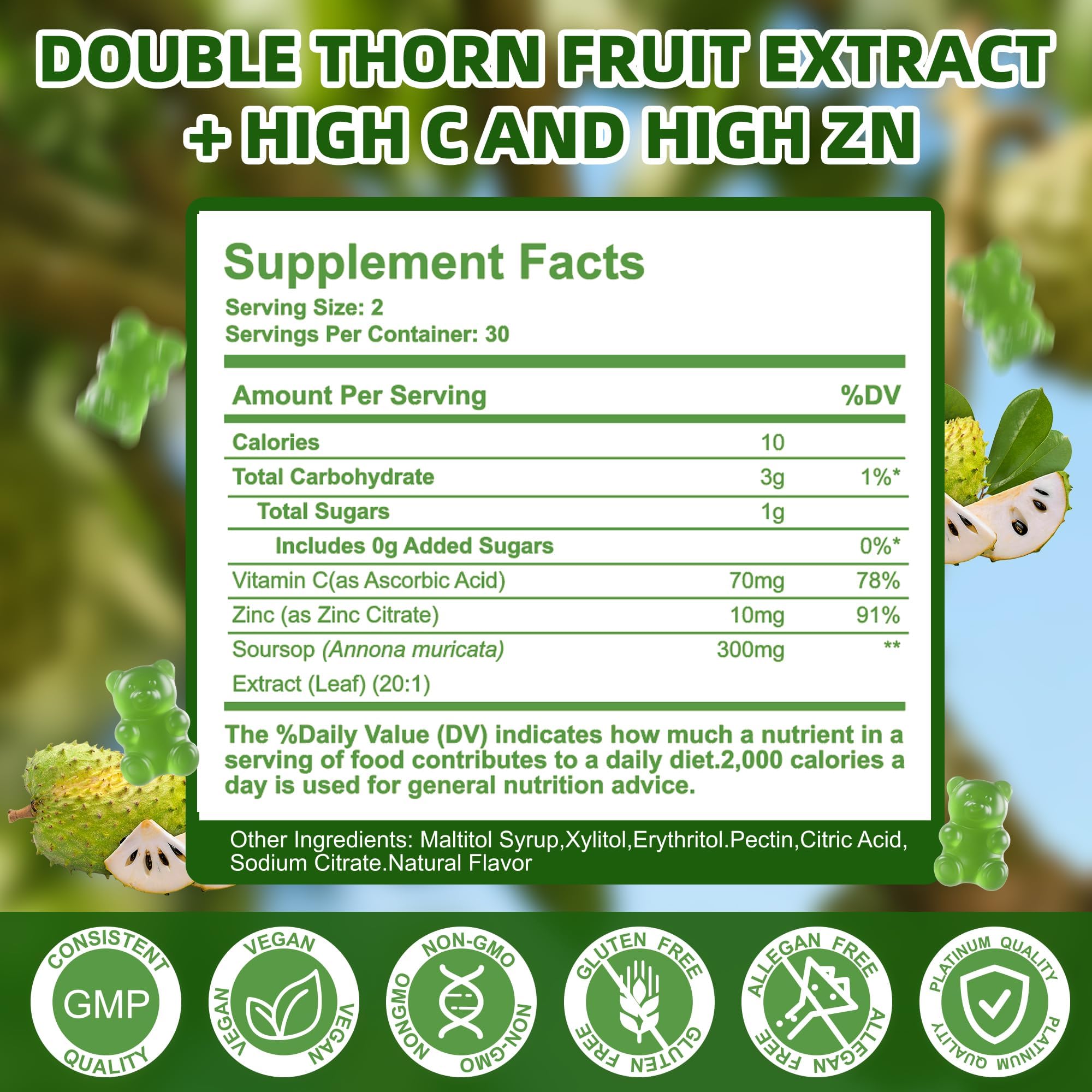 Wllbdloig Soursop Graviola Gummies side view showing gummy texture