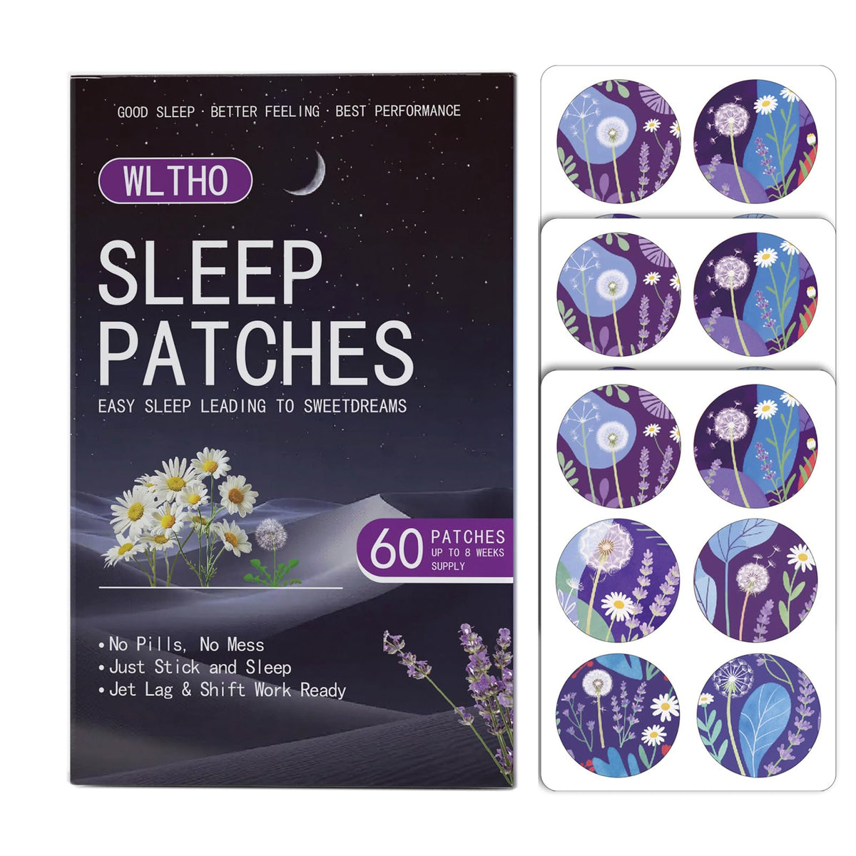 WLTHO Deep Sleep Patches 60ct purple packaging front view