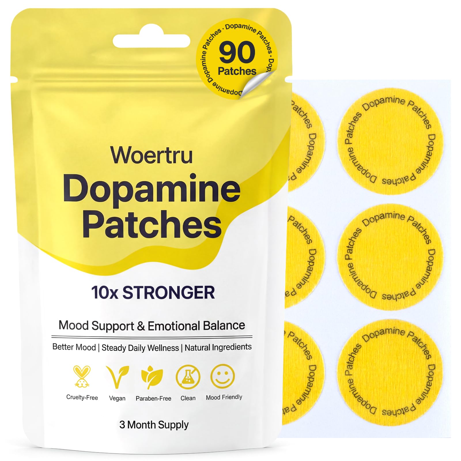 Woertru Dopamine Patches 90 count front view packaging