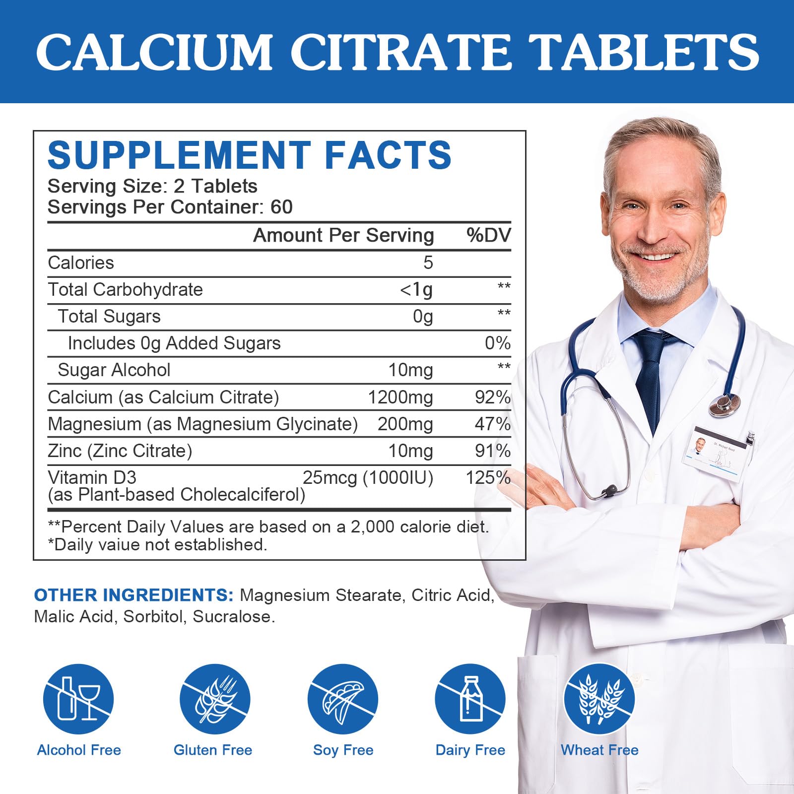 WOGORGT Calcium Citrate Tablets showing round shape