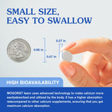 WOGORGT Calcium Citrate Tablets size comparison with a coin