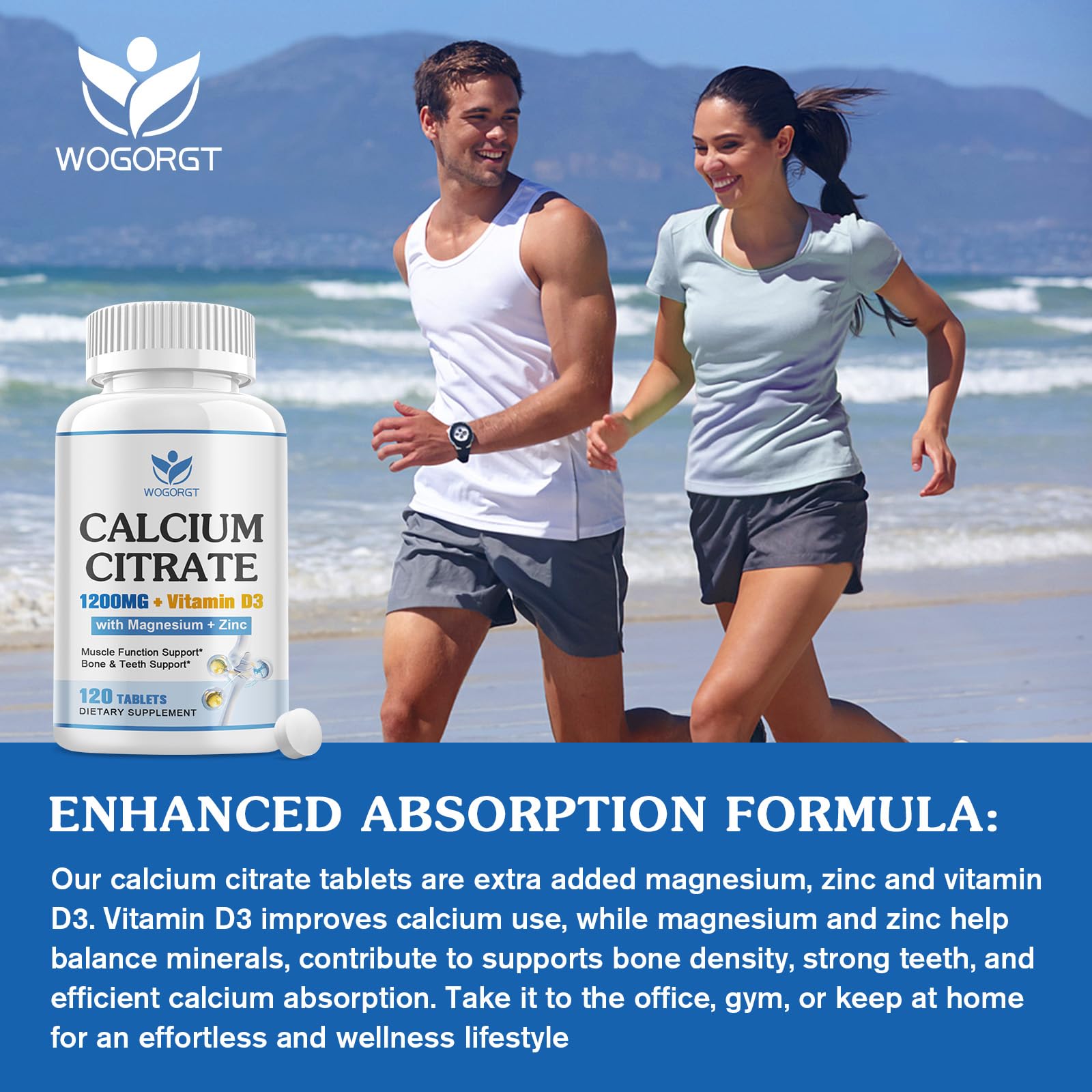 WOGORGT Calcium Citrate Tablets with magnesium and zinc