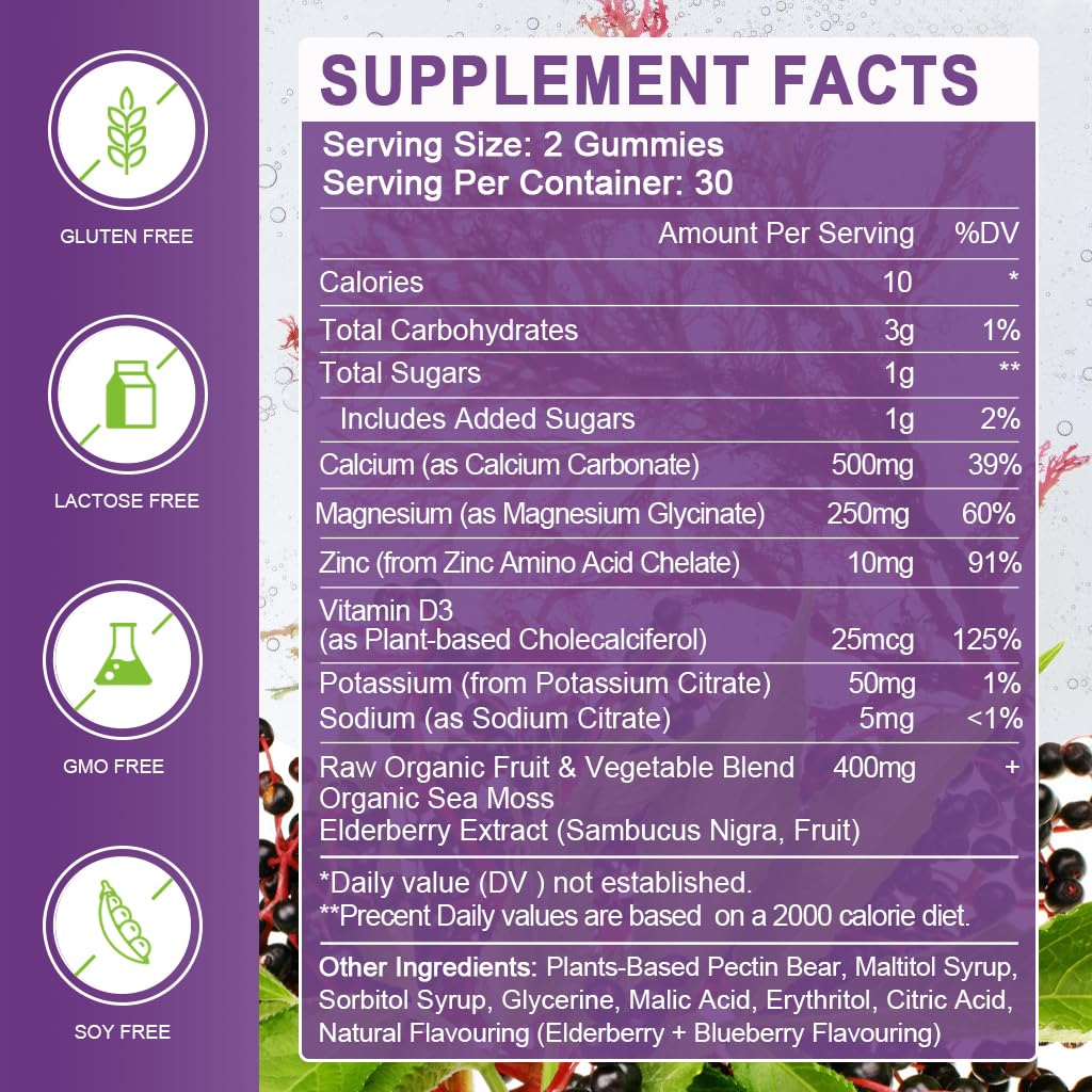 WOGORGT Calcium Magnesium Zinc Gummies close-up of gummies