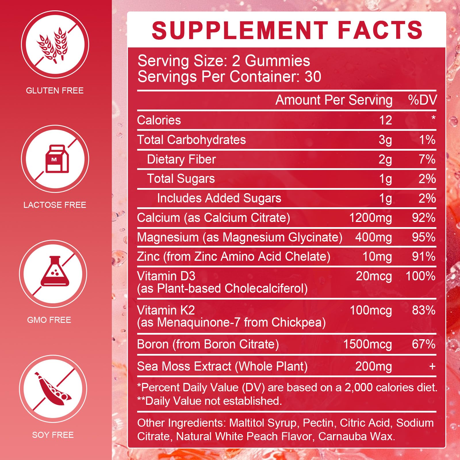 WOGORGT Calcium Magnesium Zinc Gummies packaging side view