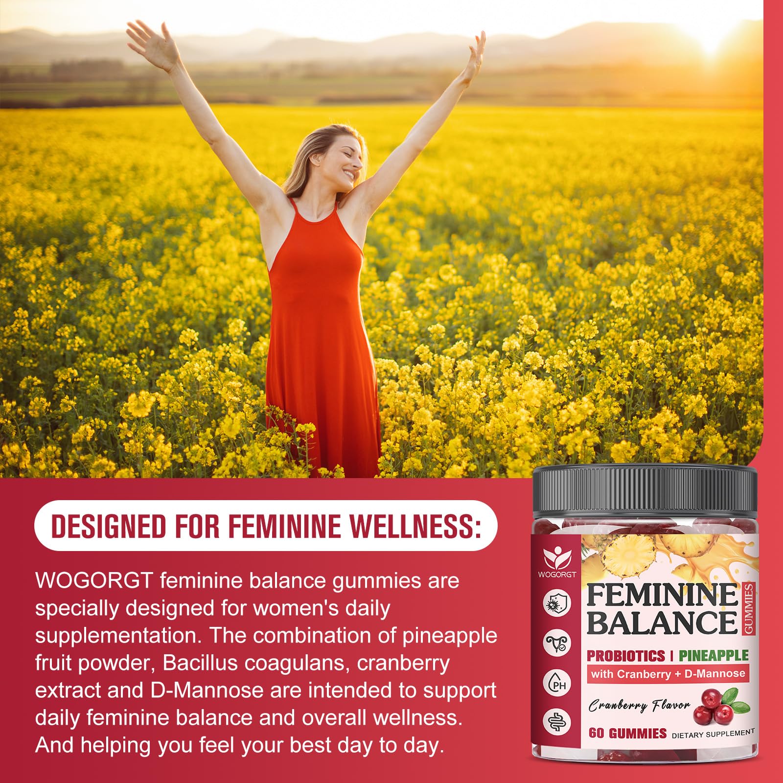 WOGORGT Feminine Balance Gummies nutritional information