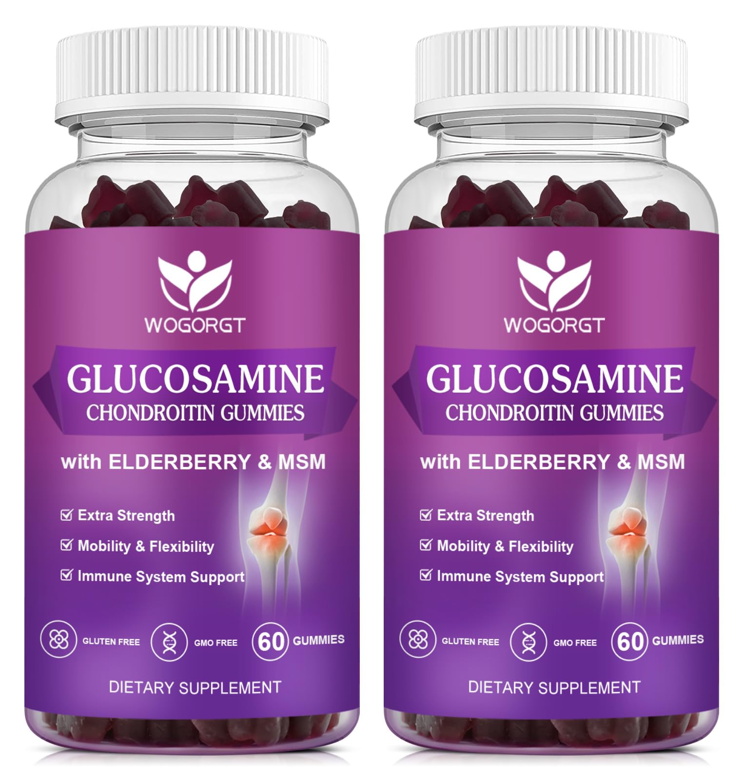 WOGORGT Glucosamine Chondroitin Gummies front view with packaging