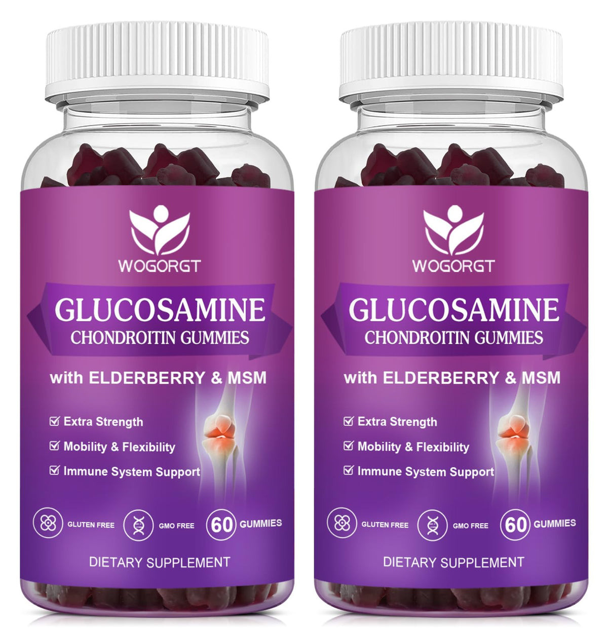 WOGORGT Glucosamine Chondroitin Gummies front view with packaging