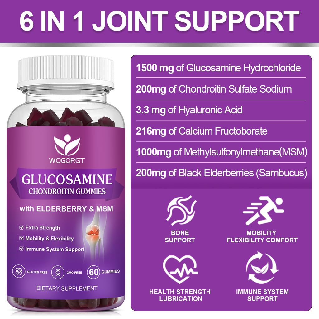 WOGORGT Glucosamine Chondroitin Gummies with dosage instructions