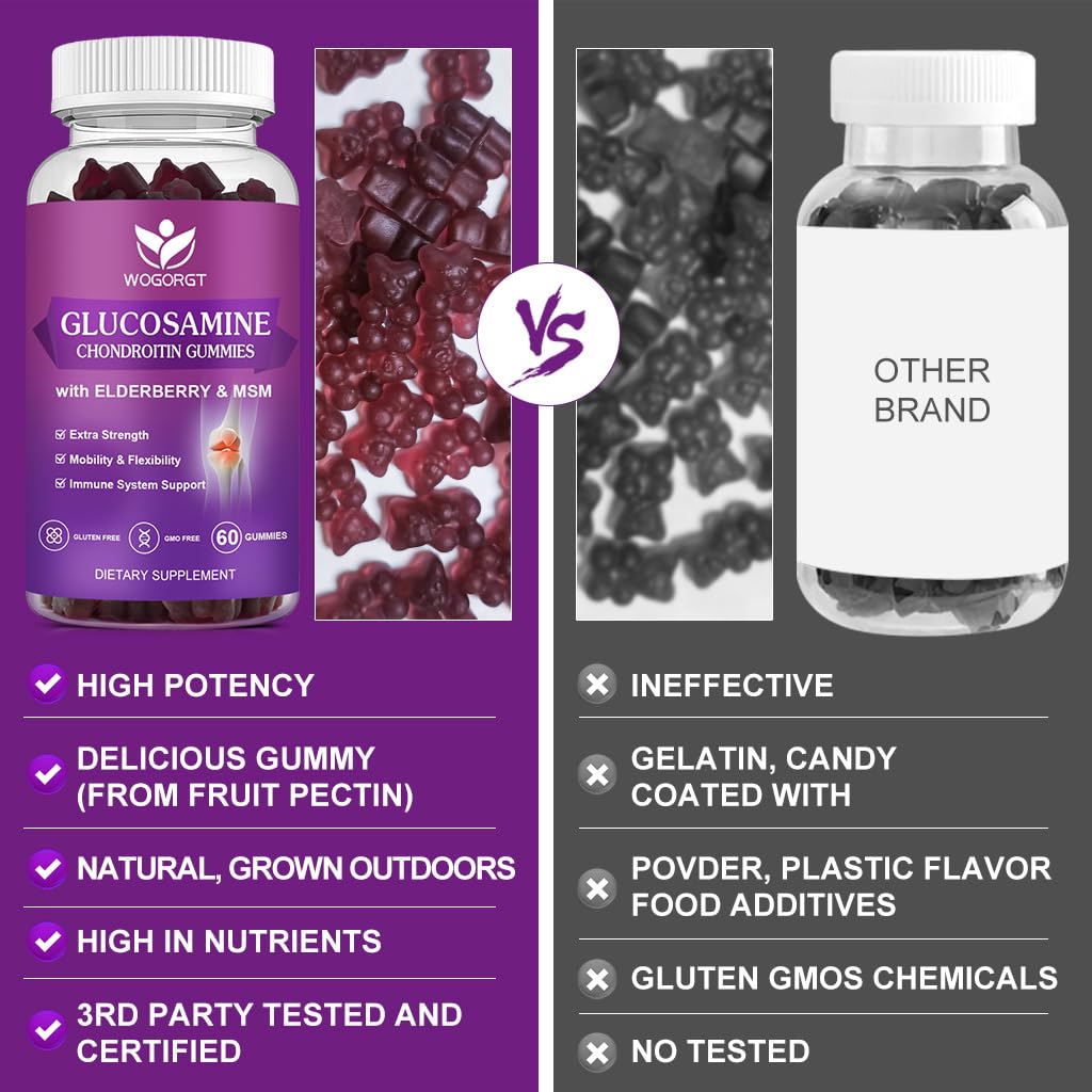 WOGORGT Glucosamine Chondroitin Gummies with ingredients list