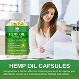 WOGORGT Hemp Oil Capsules displayed with a measuring spoon