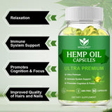 WOGORGT Hemp Oil Capsules on a wooden table