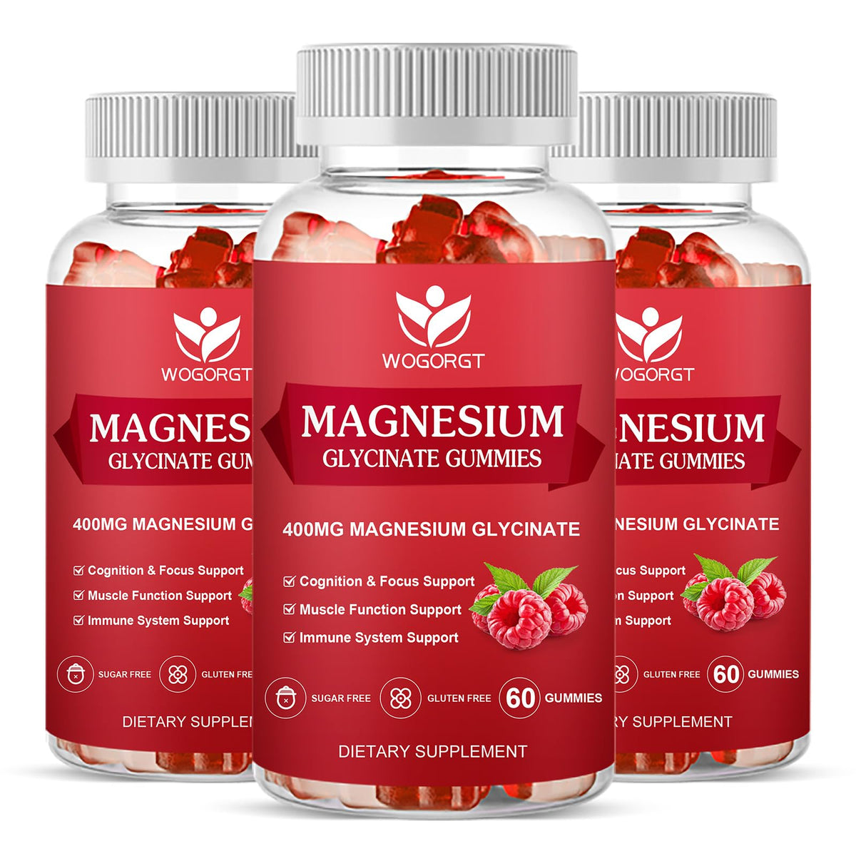 WOGORGT Magnesium Glycinate Gummies 400mg front view